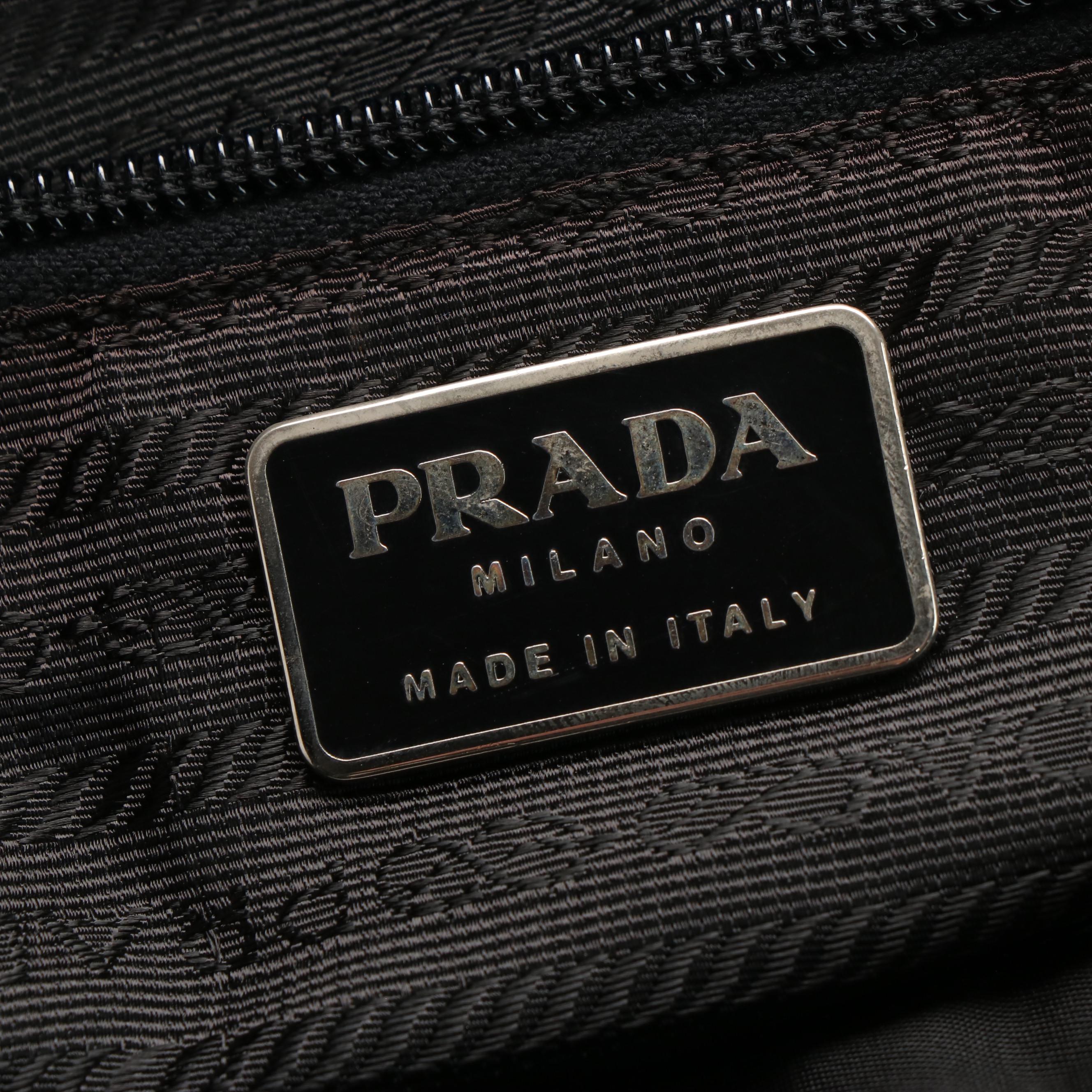 Prada Black Tessuto Nylon Tote Bag with Leather Straps