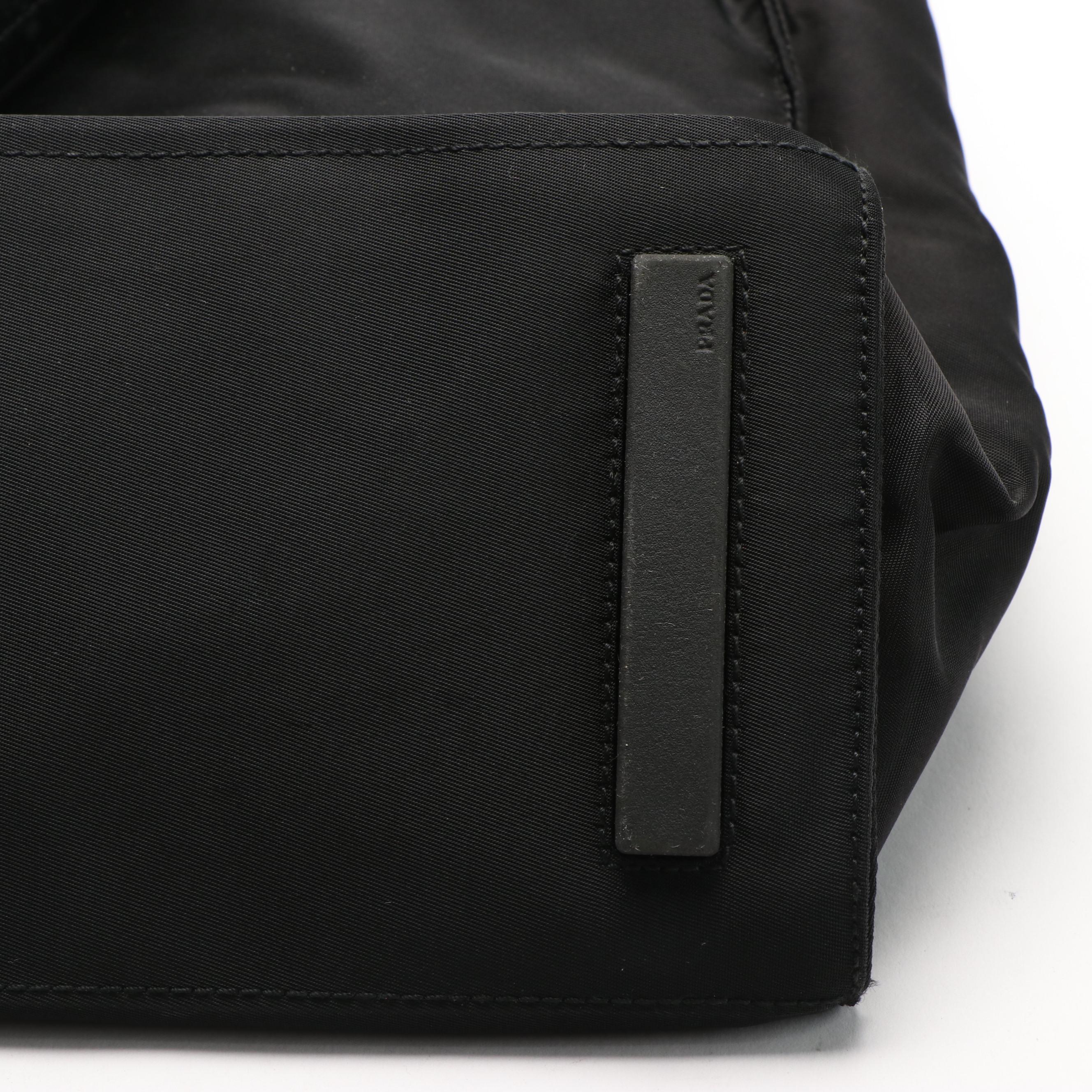 Prada Black Tessuto Nylon Tote Bag with Leather Straps