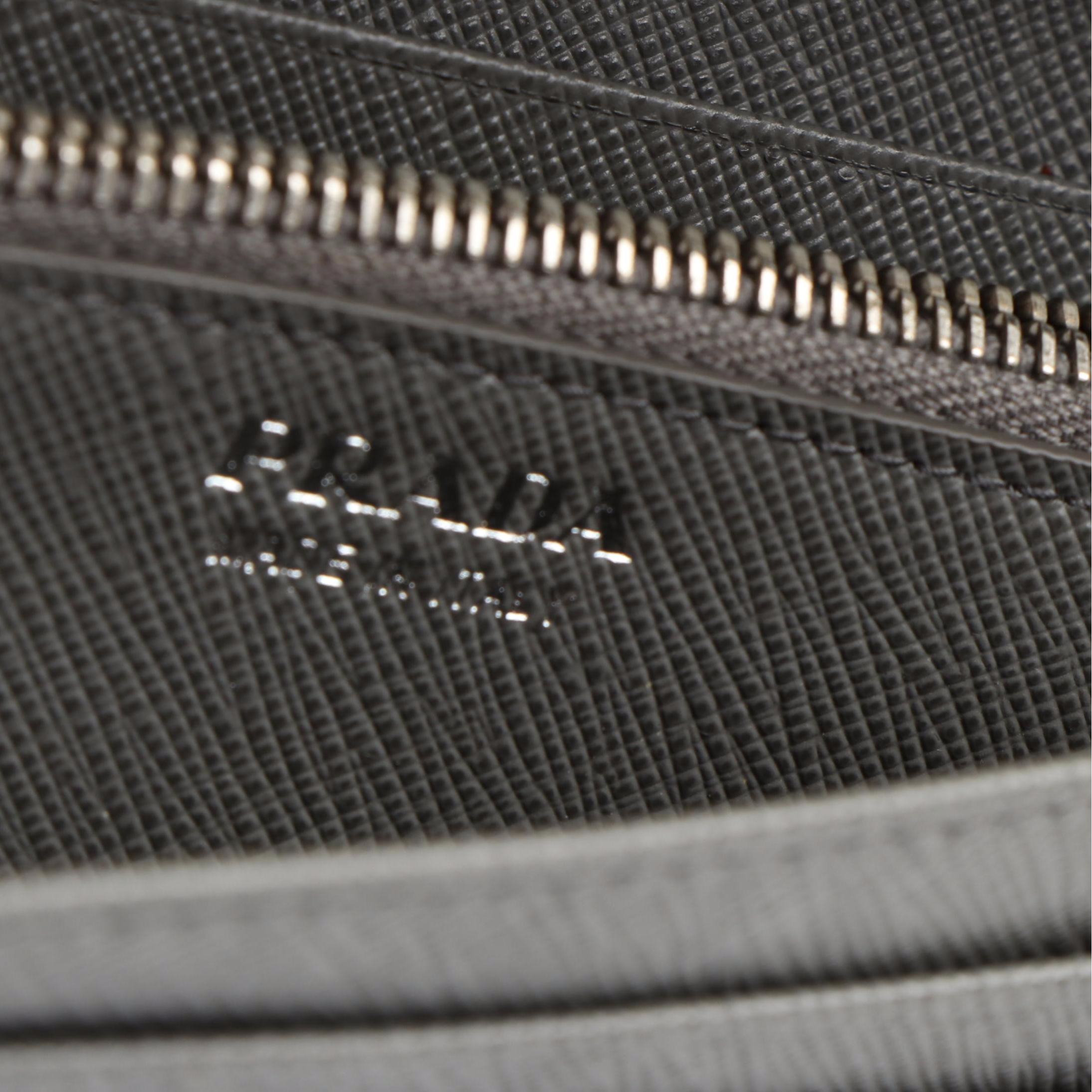 Prada Long Wallet with Card Holder in Gray Saffiano Leather with Box