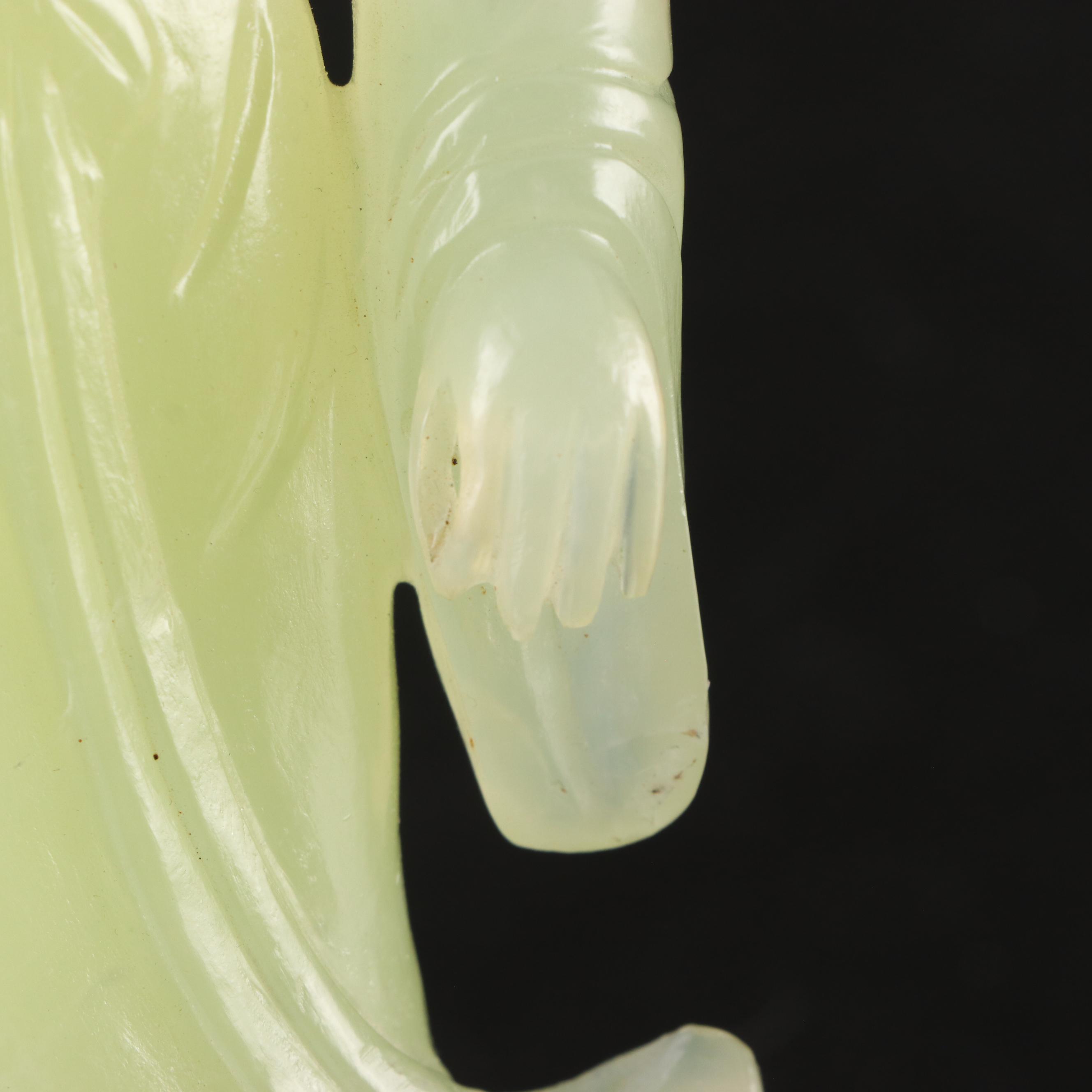 Chinese Carved Serpentine Guanyin Figurine