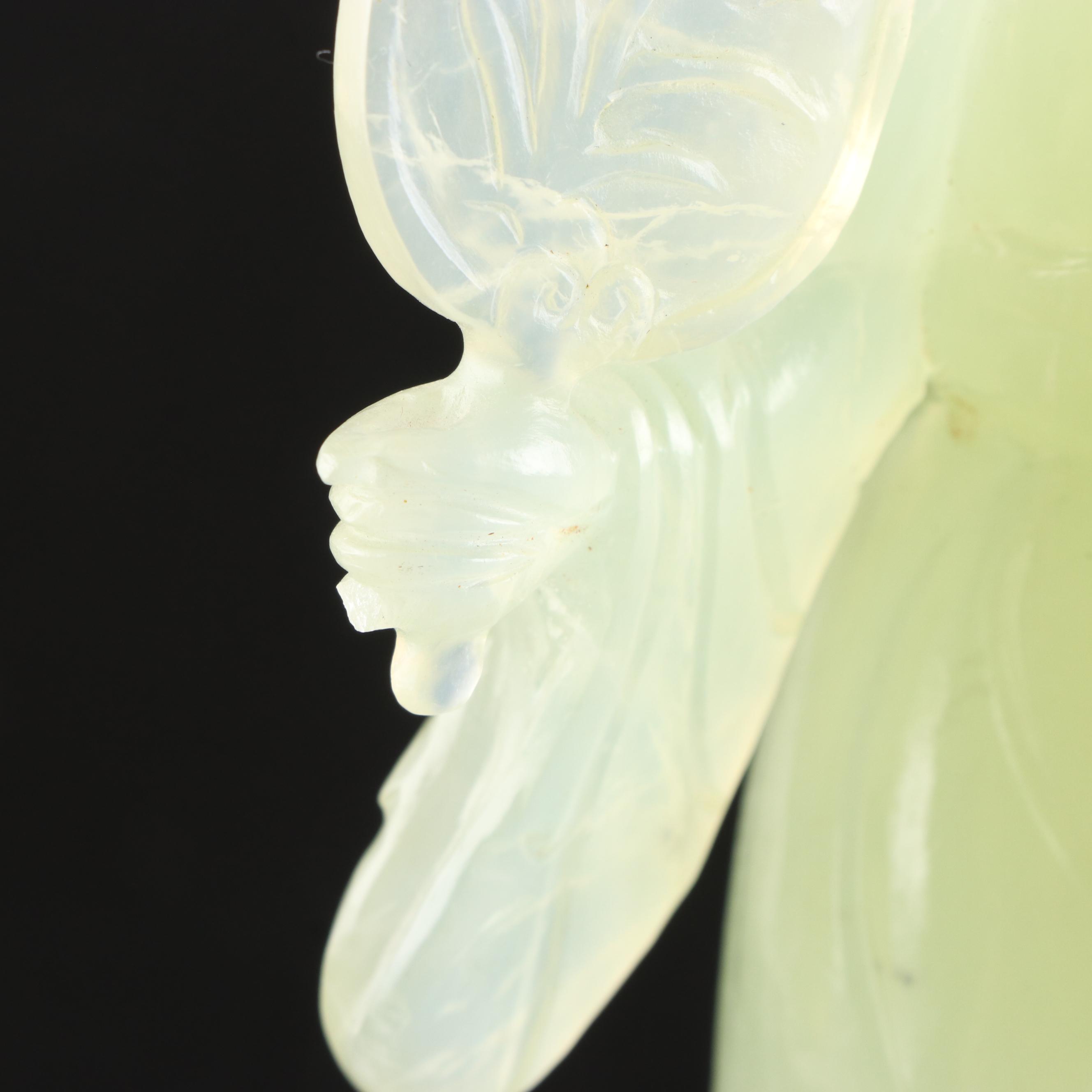 Chinese Carved Serpentine Guanyin Figurine