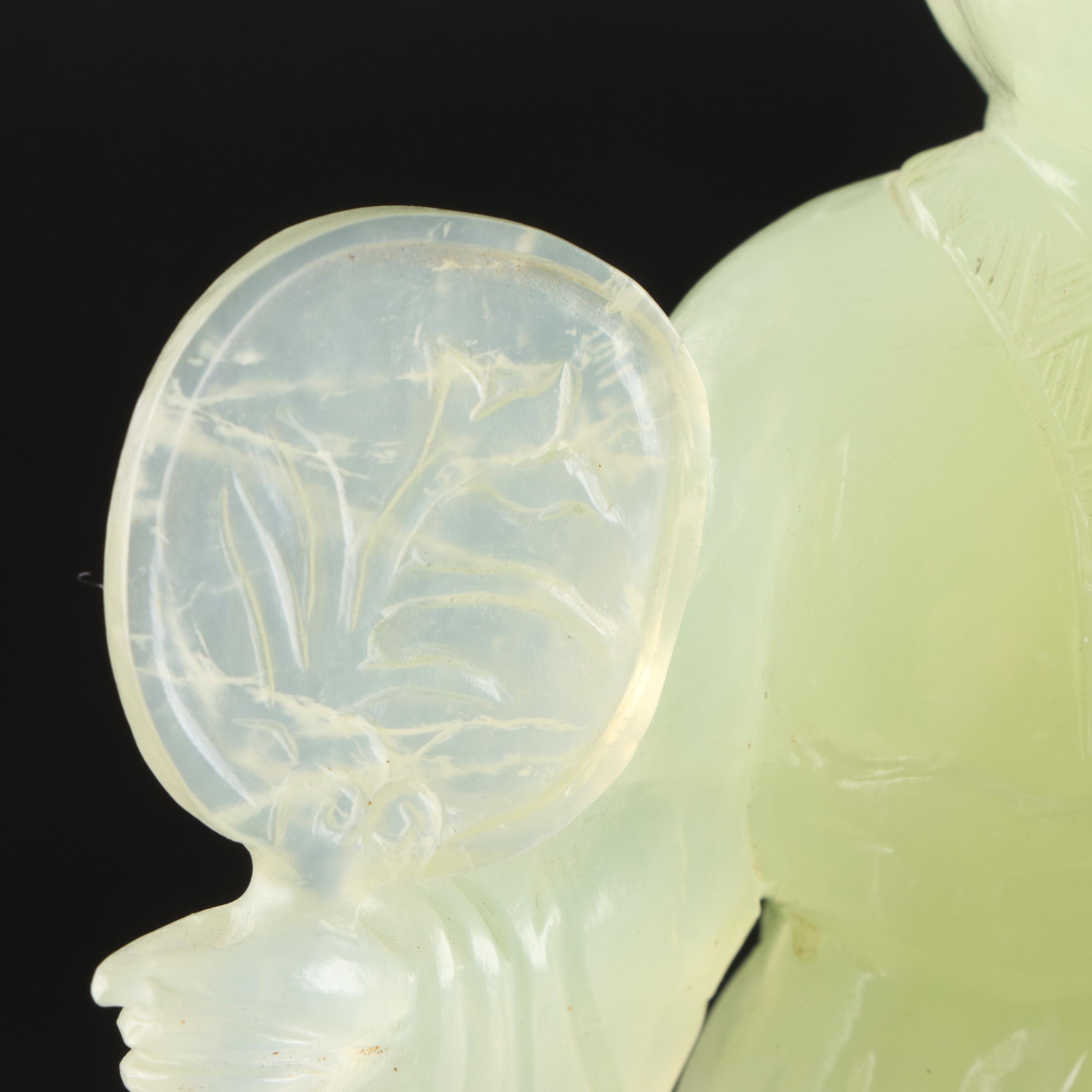 Chinese Carved Serpentine Guanyin Figurine