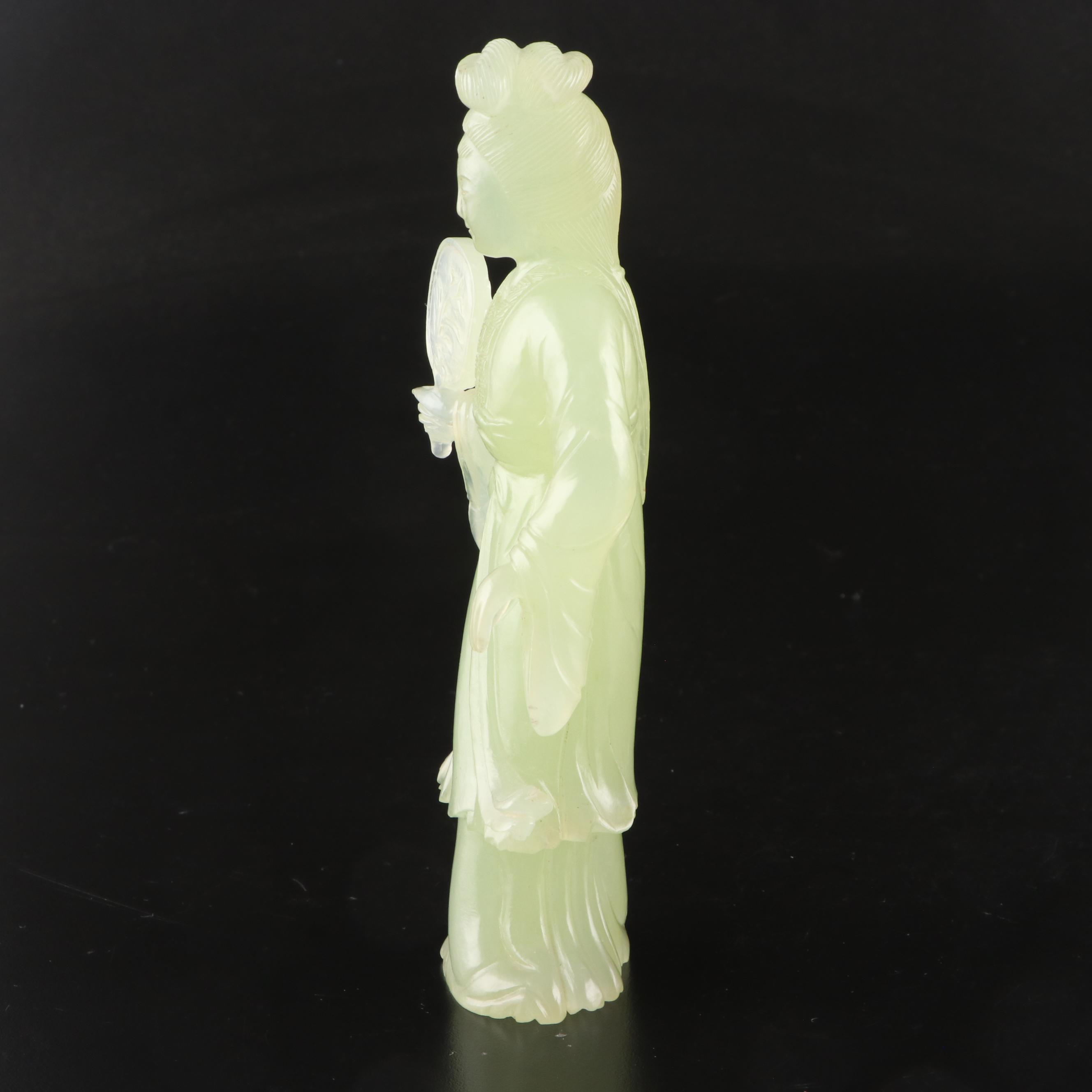 Chinese Carved Serpentine Guanyin Figurine
