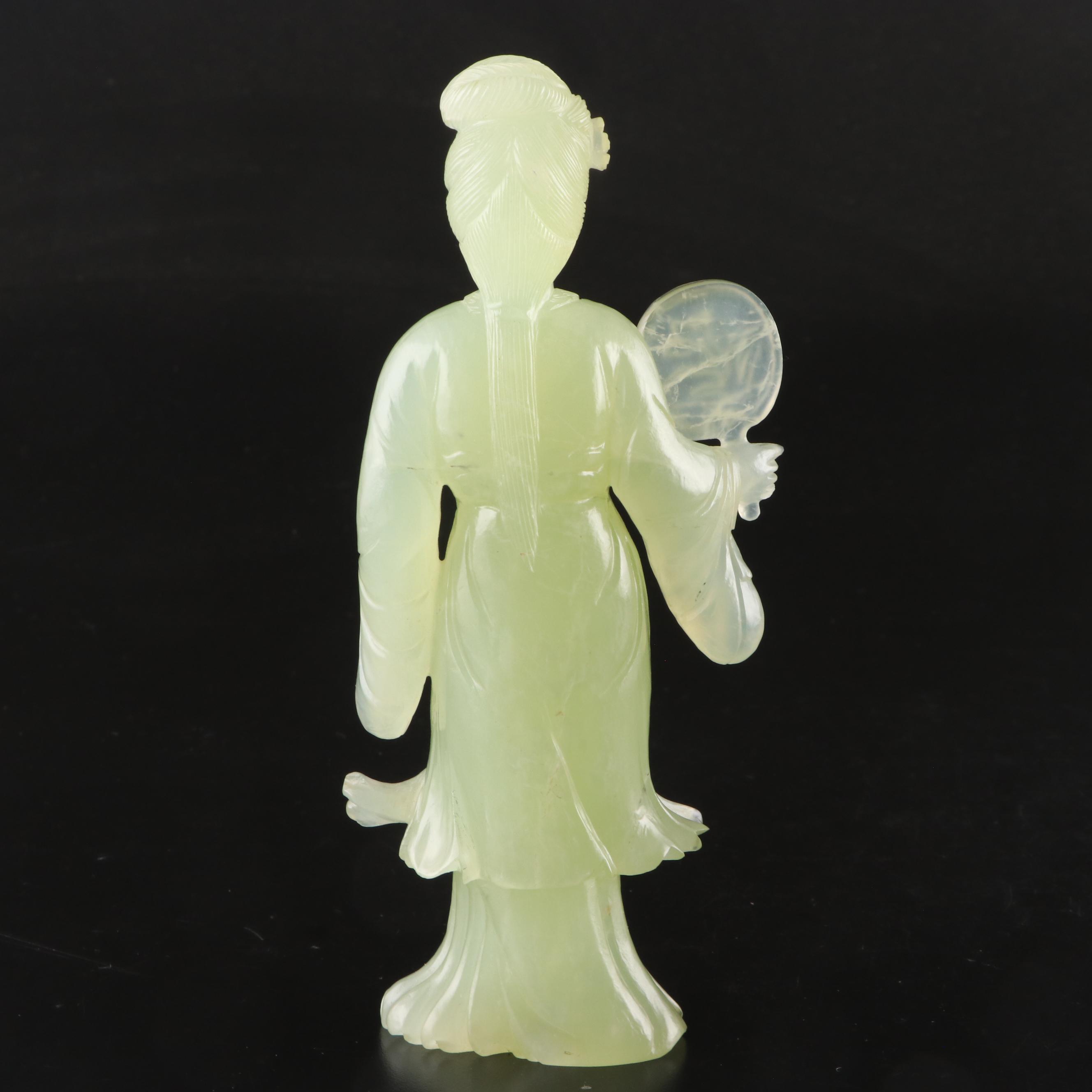 Chinese Carved Serpentine Guanyin Figurine
