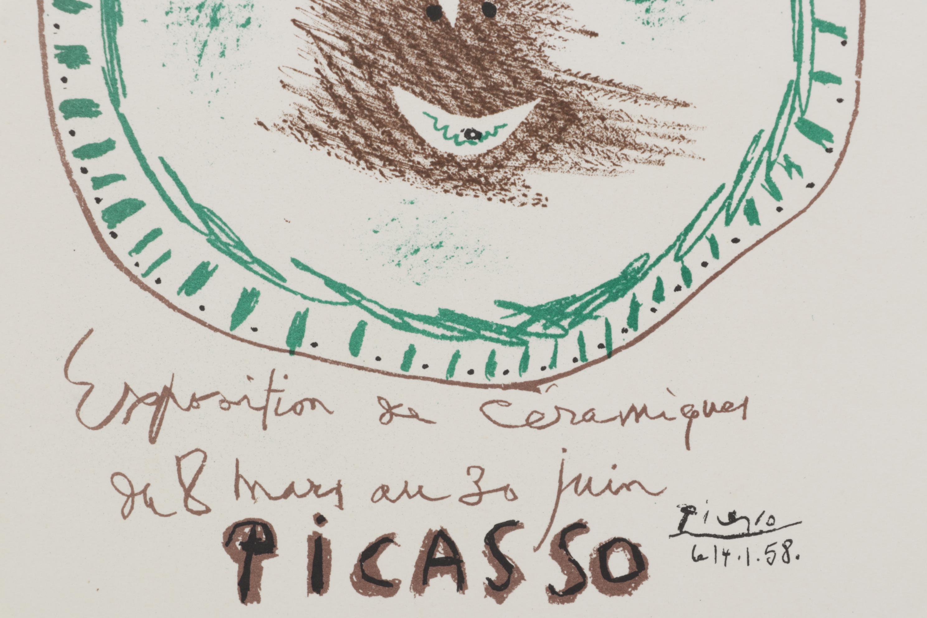 Color Lithograph "Exposition de Ceramiques" After Pablo Picasso, 1959