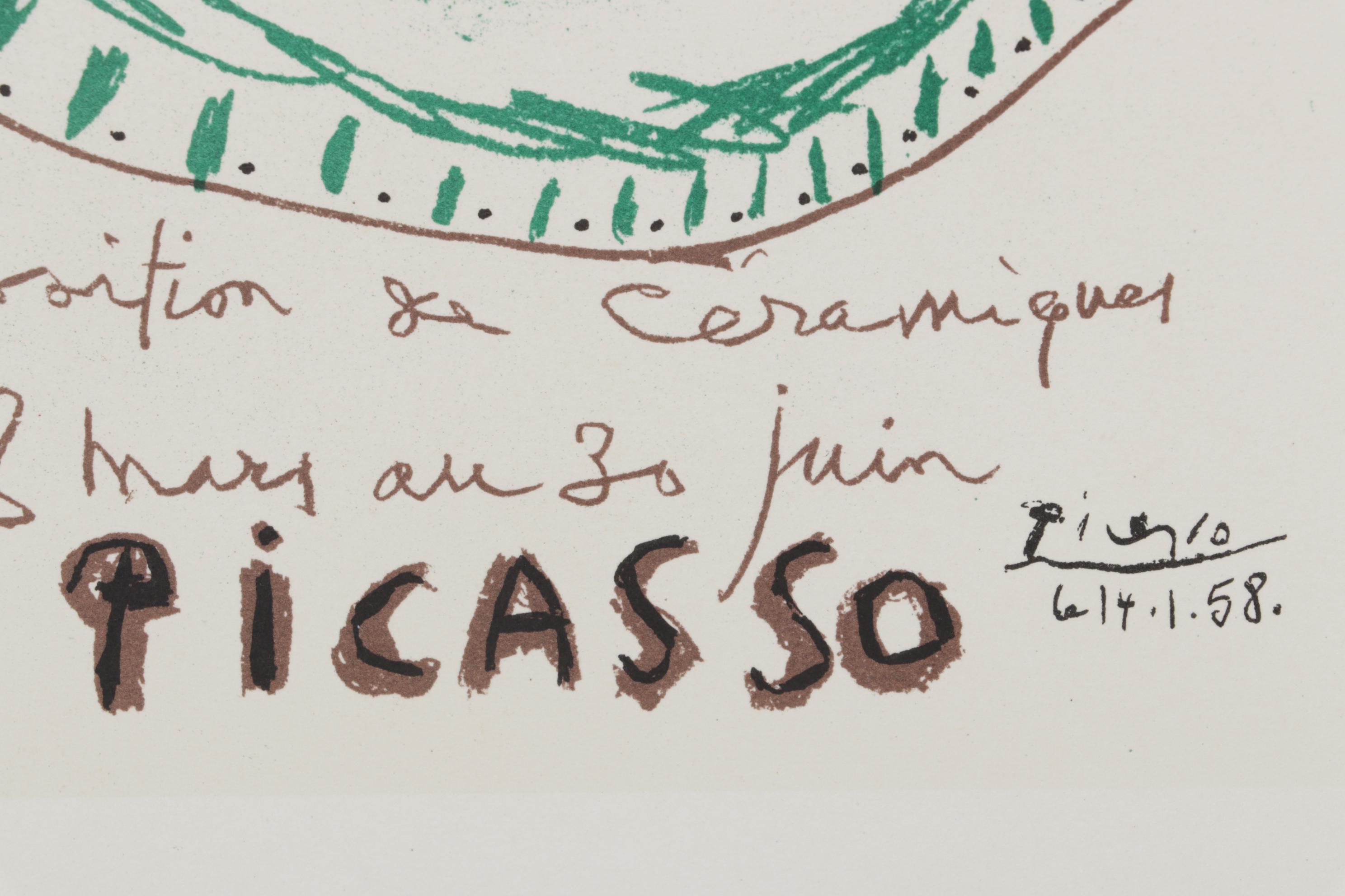 Color Lithograph "Exposition de Ceramiques" After Pablo Picasso, 1959
