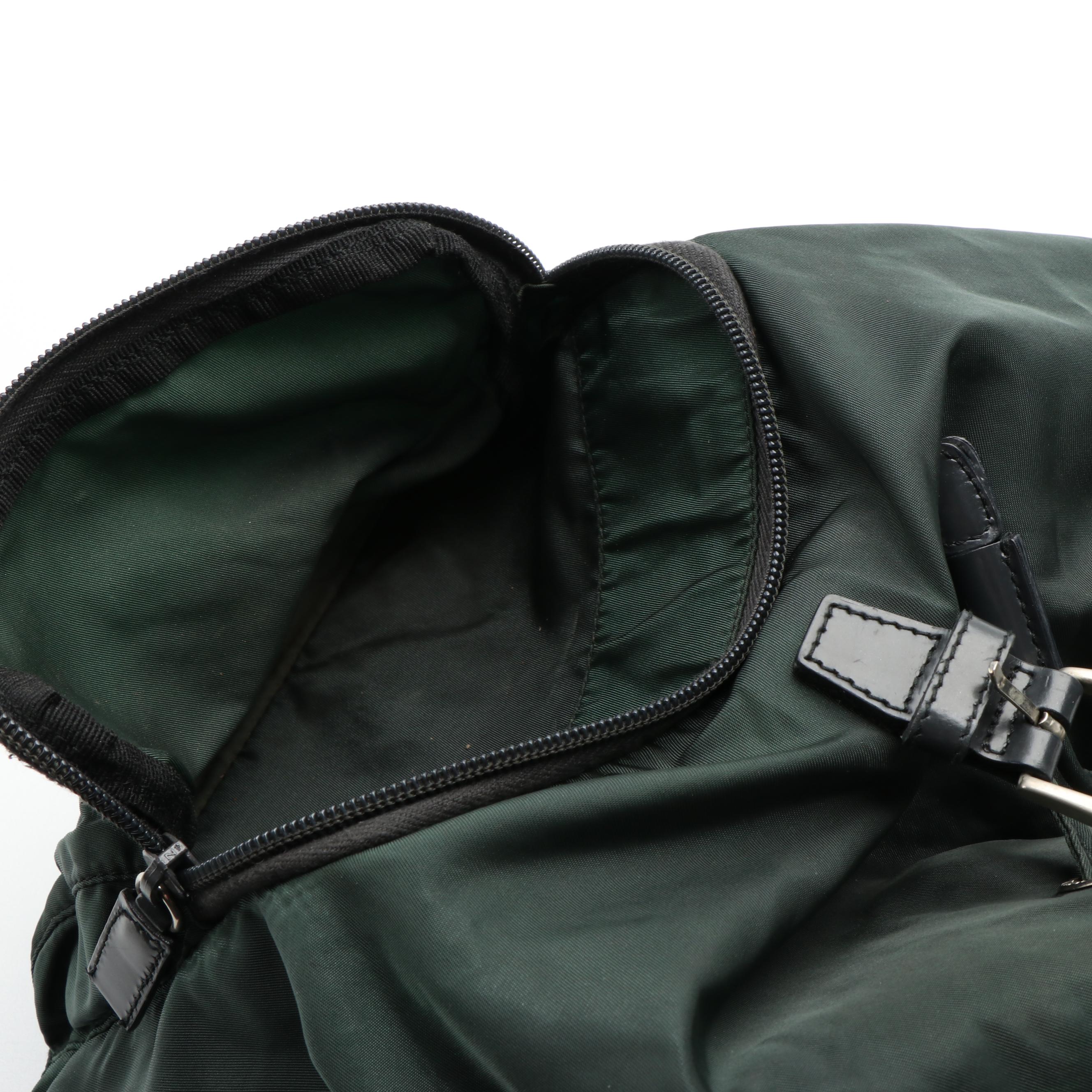 Vintage Prada Drawstring Backpack in Green Tessuto Nylon