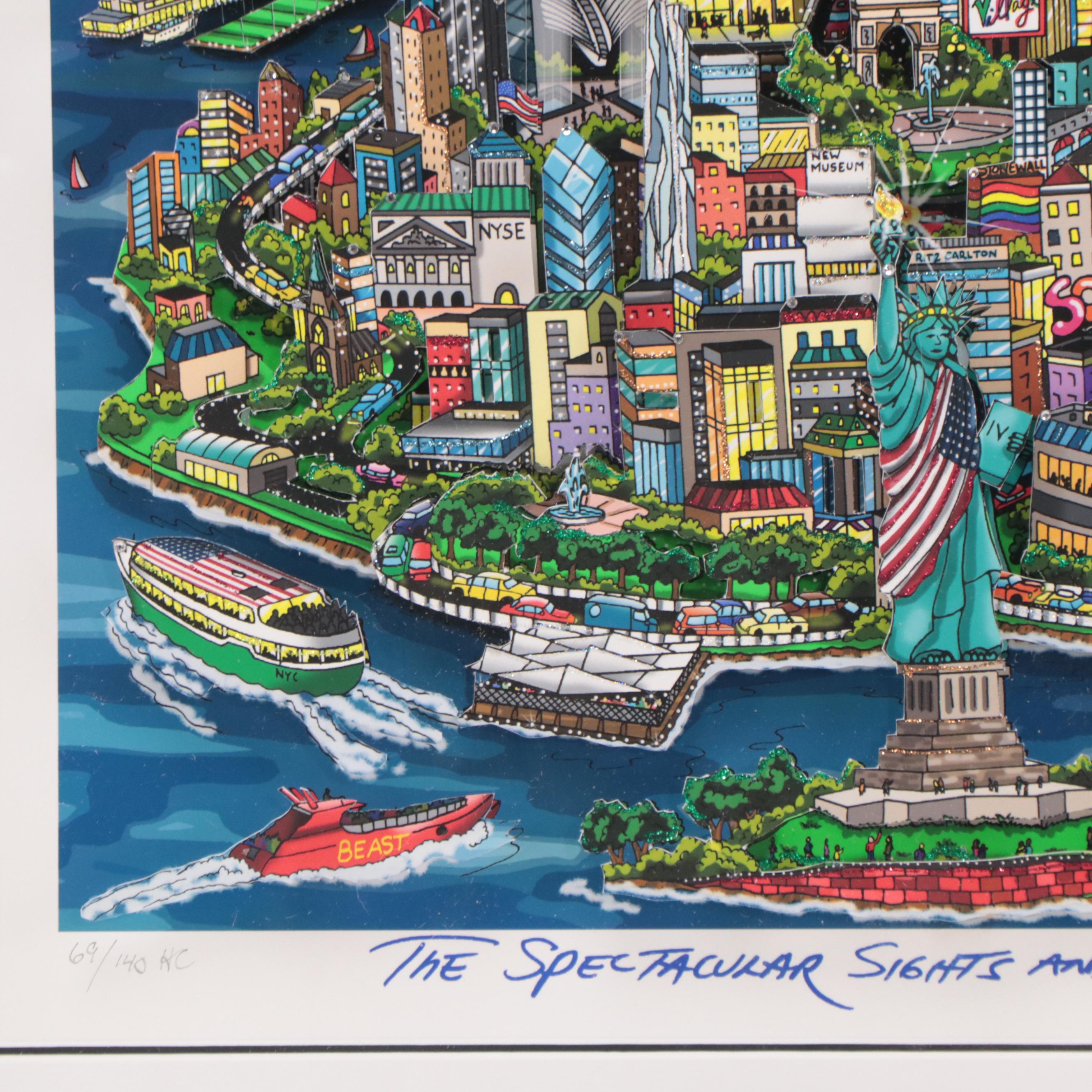 Charles Fazzino Embellished Dimensional Giclée of New York City, 2017