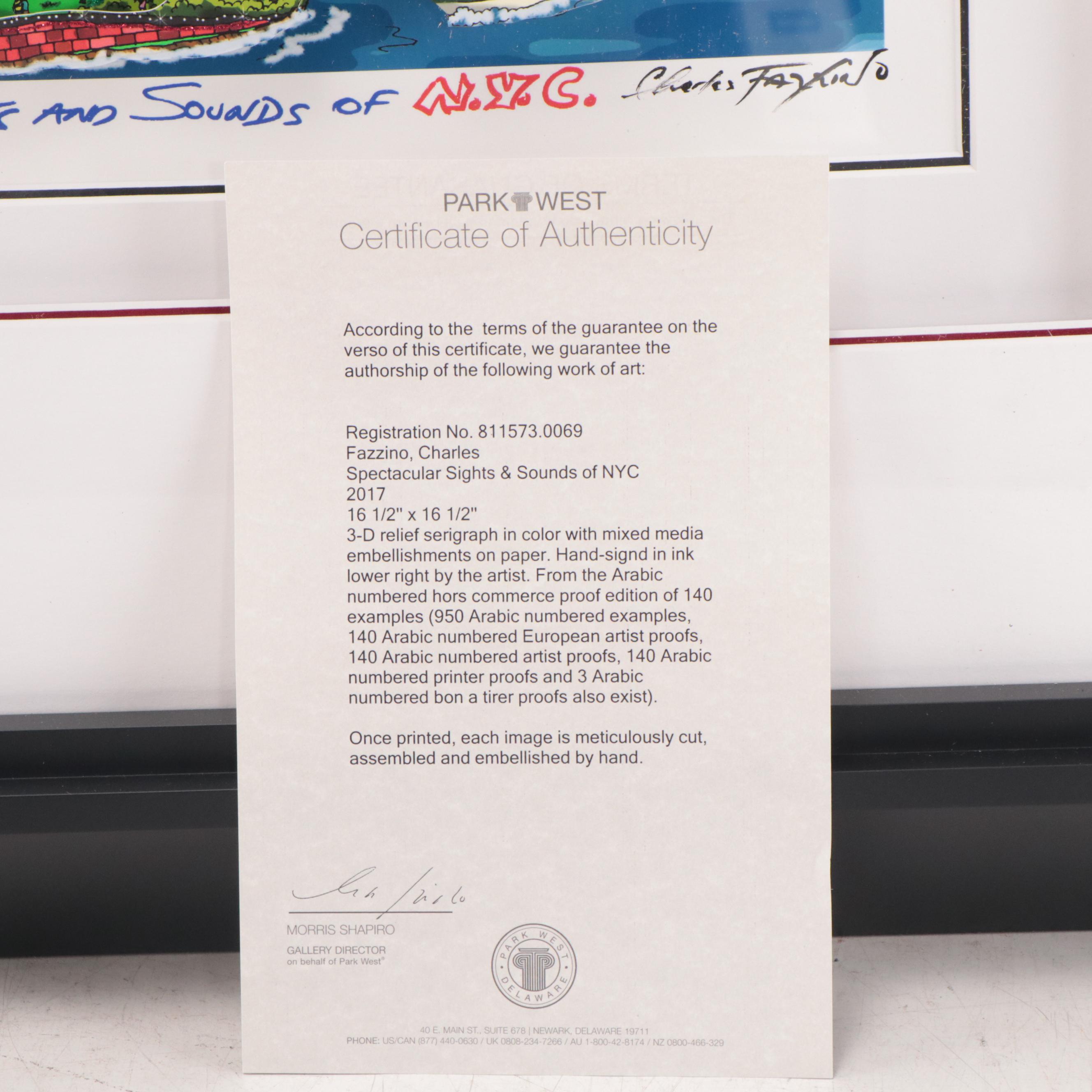 Charles Fazzino Embellished Dimensional Giclée of New York City, 2017