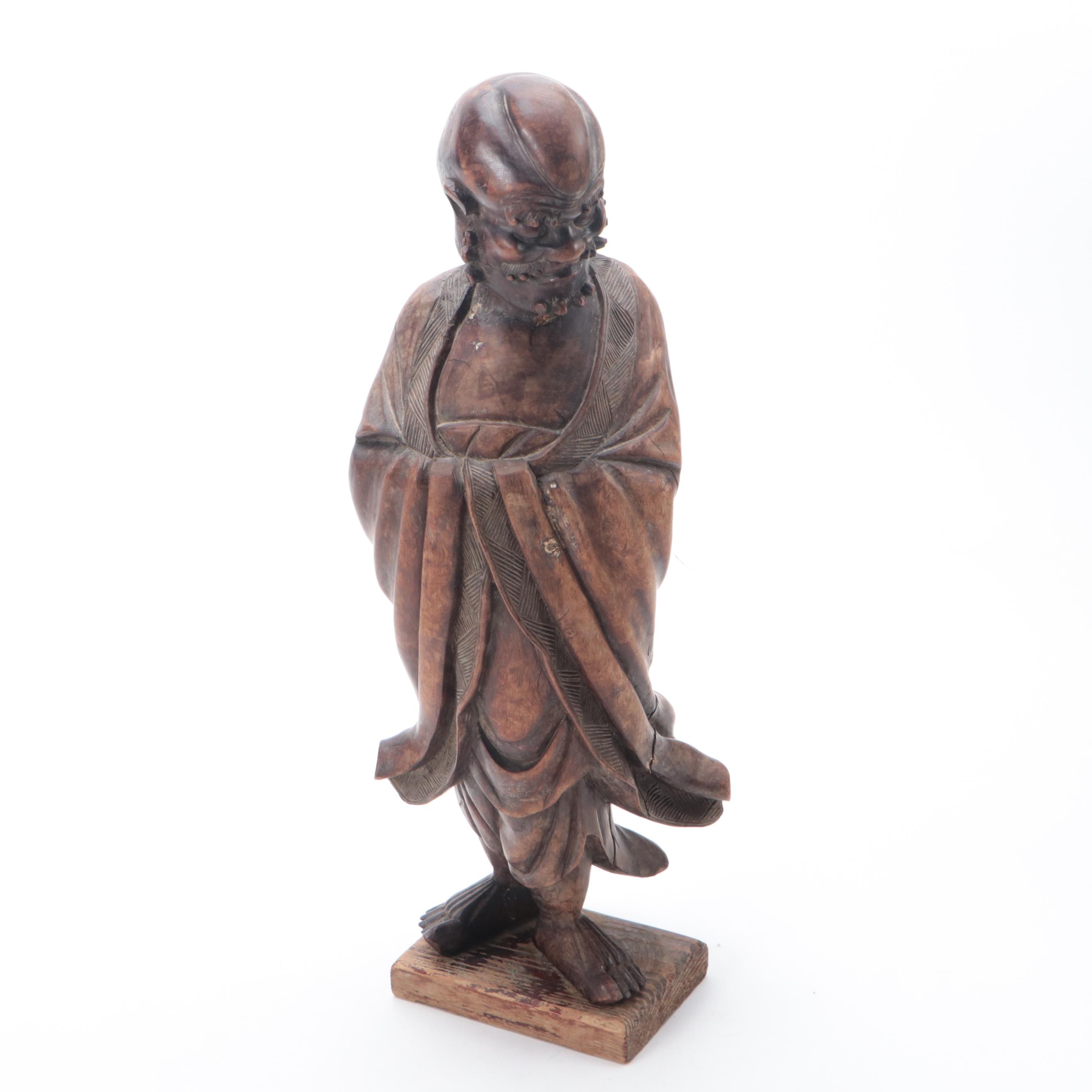 Chincese Hardwood Carving of Damo