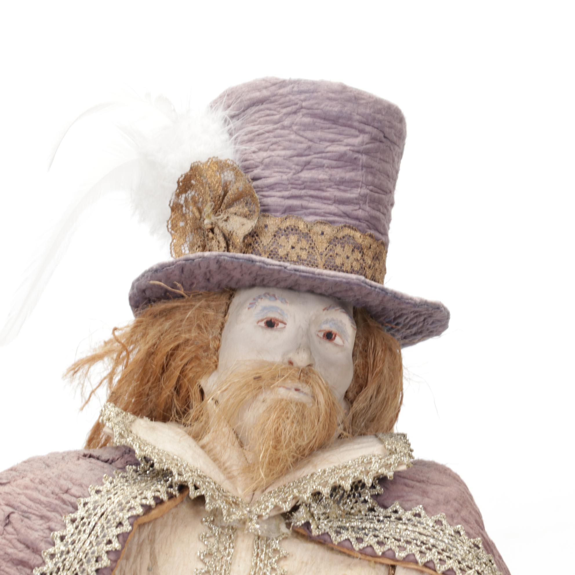 Pair of Brass Candelabra, King James Statue, and Wooden Pedestal Book Stand