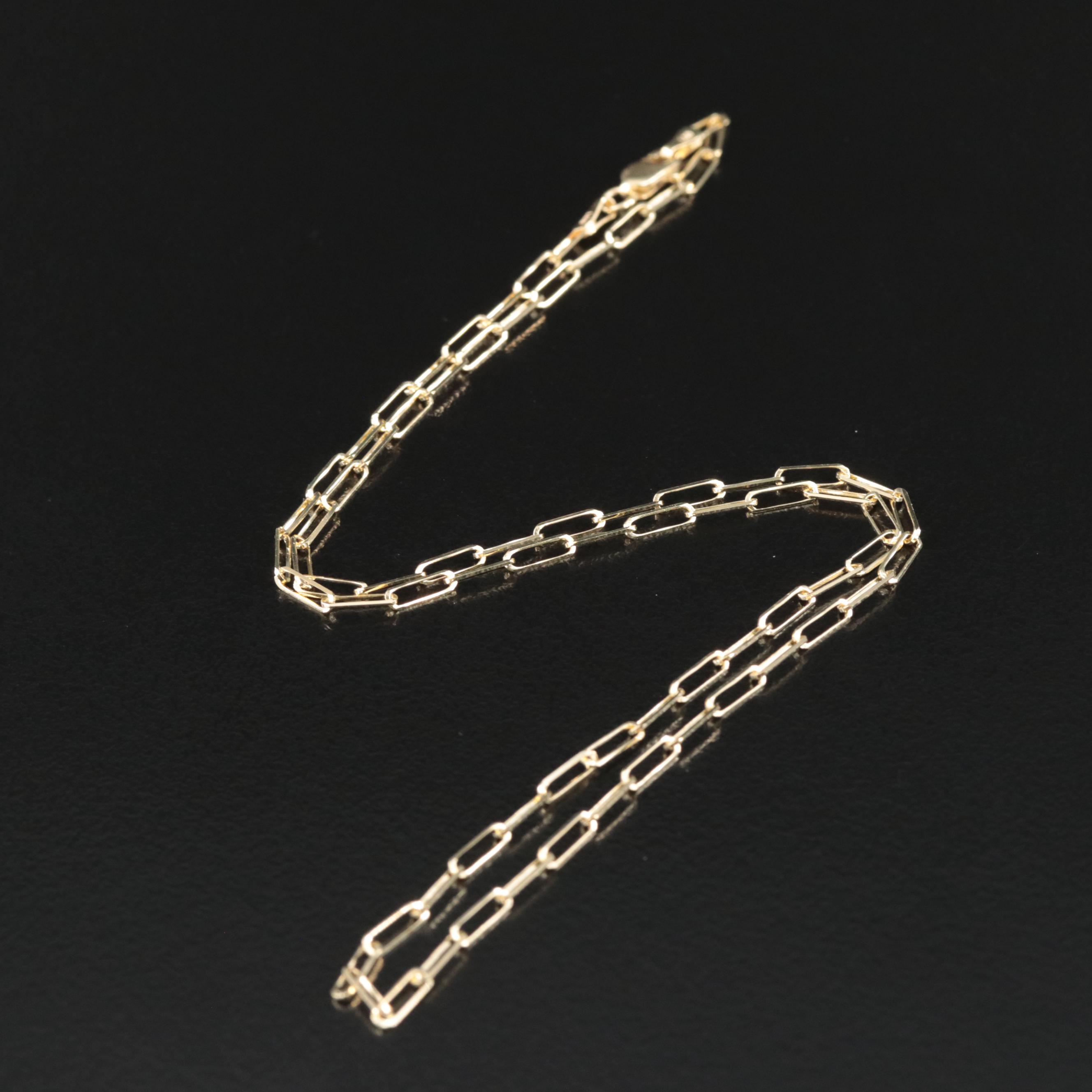 14K Paper Clip Chain Necklace EBTH