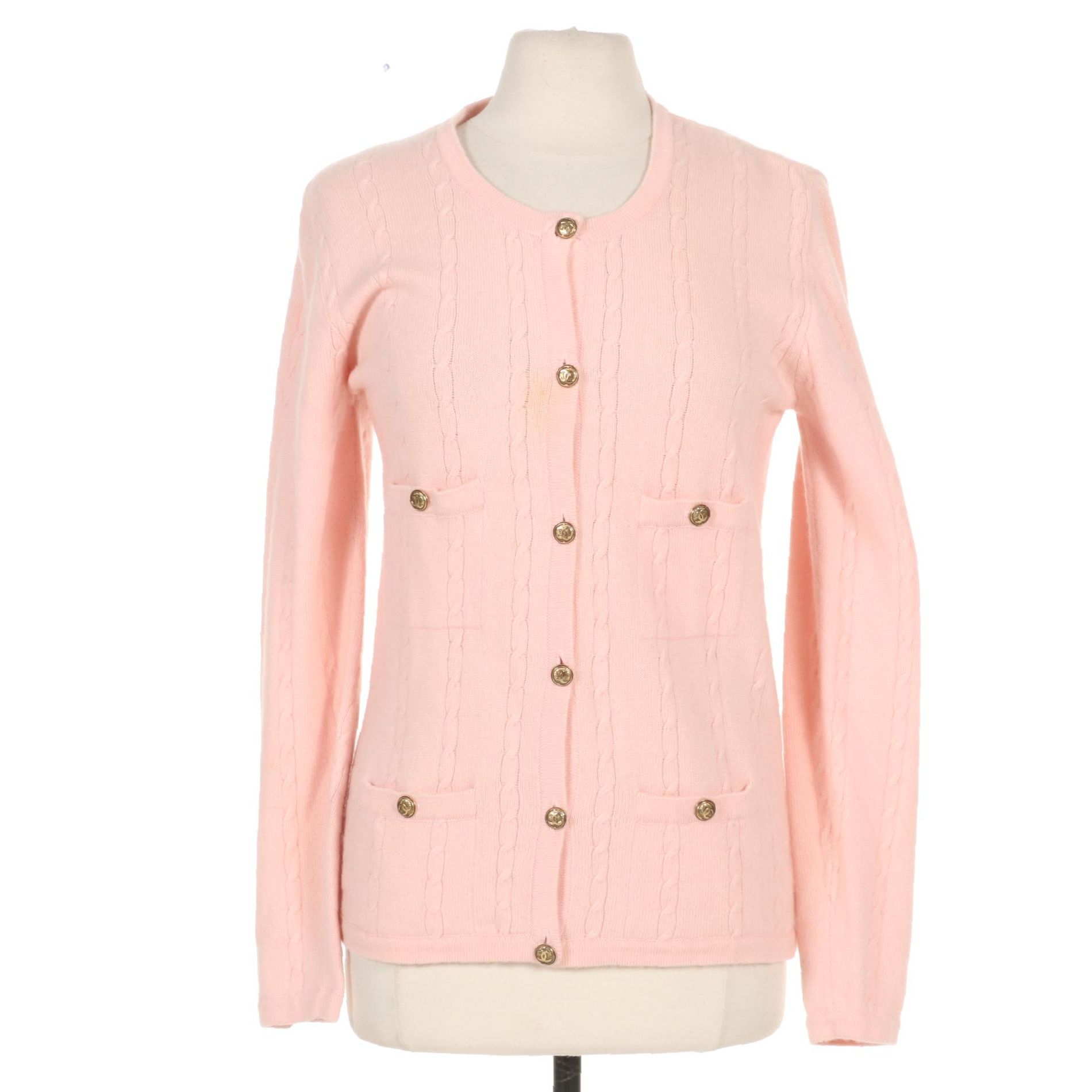 Women's Chanel Pink Cashmere Cardigan