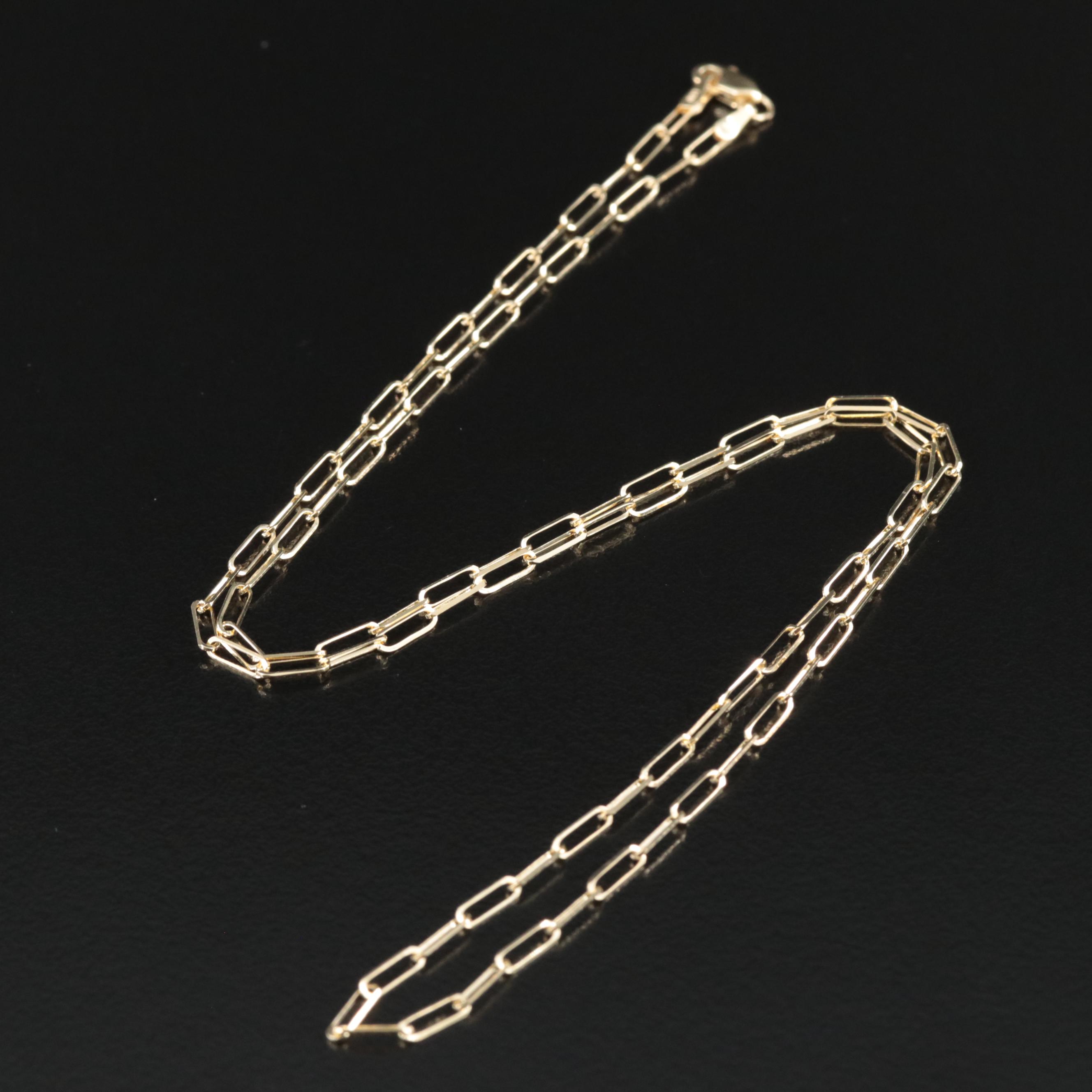 14K Paperclip Chain Necklace EBTH