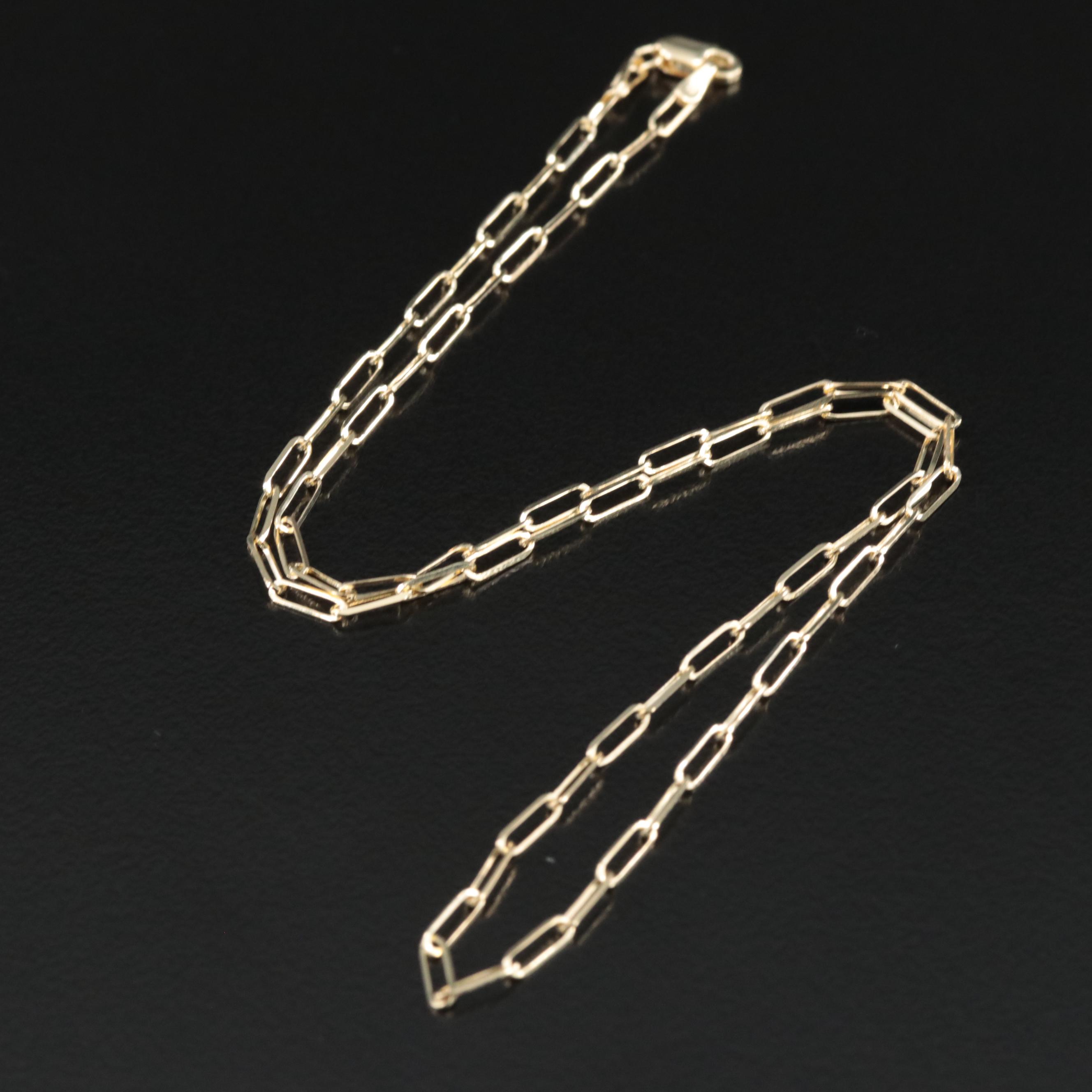 14K Paper Clip Chain Necklace EBTH