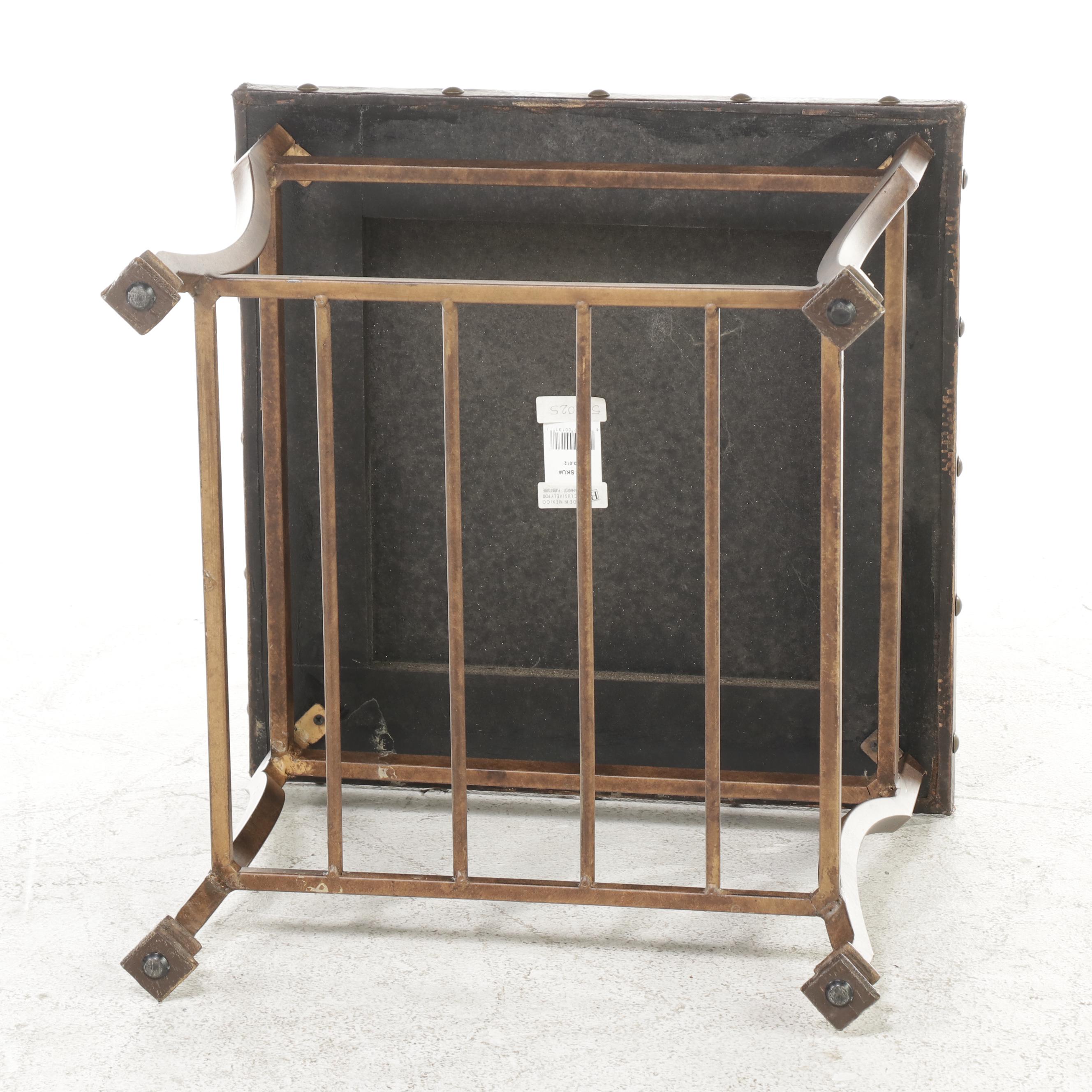 Bernhardt Metal and Faux Leather Side Table