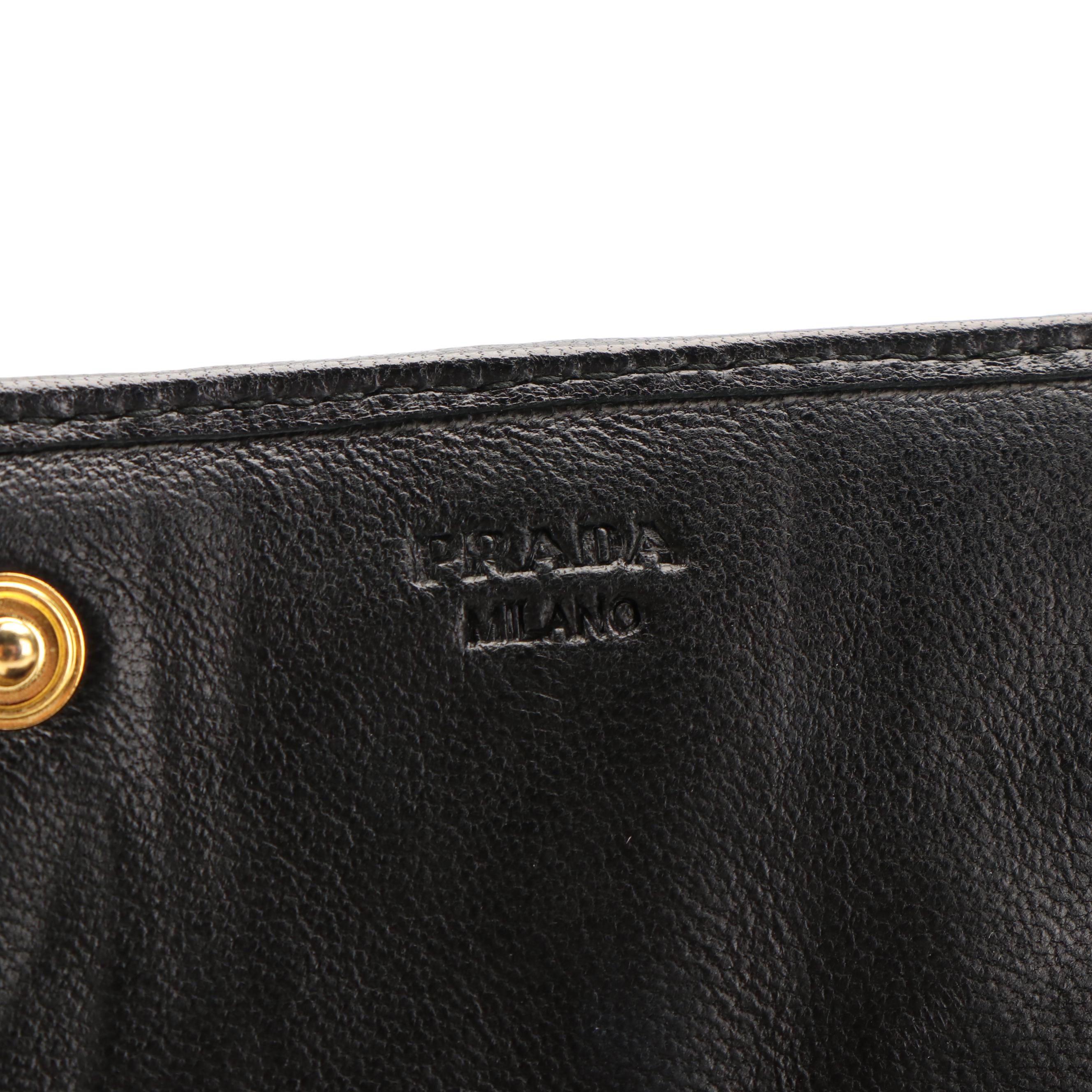 Prada Bifold Long Wallet in Black Nappa Gaufre Leather with Box