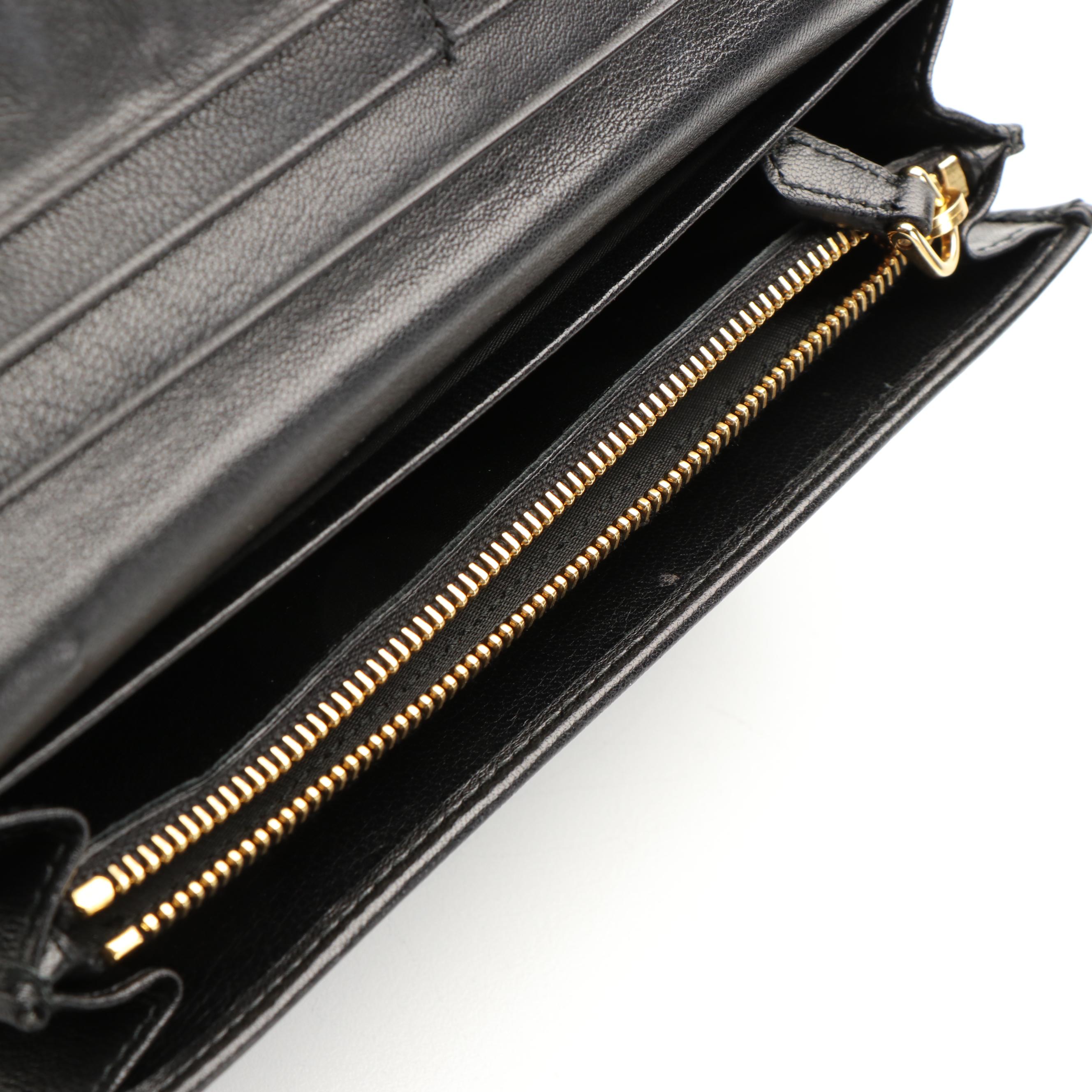 Prada Bifold Long Wallet in Black Nappa Gaufre Leather with Box