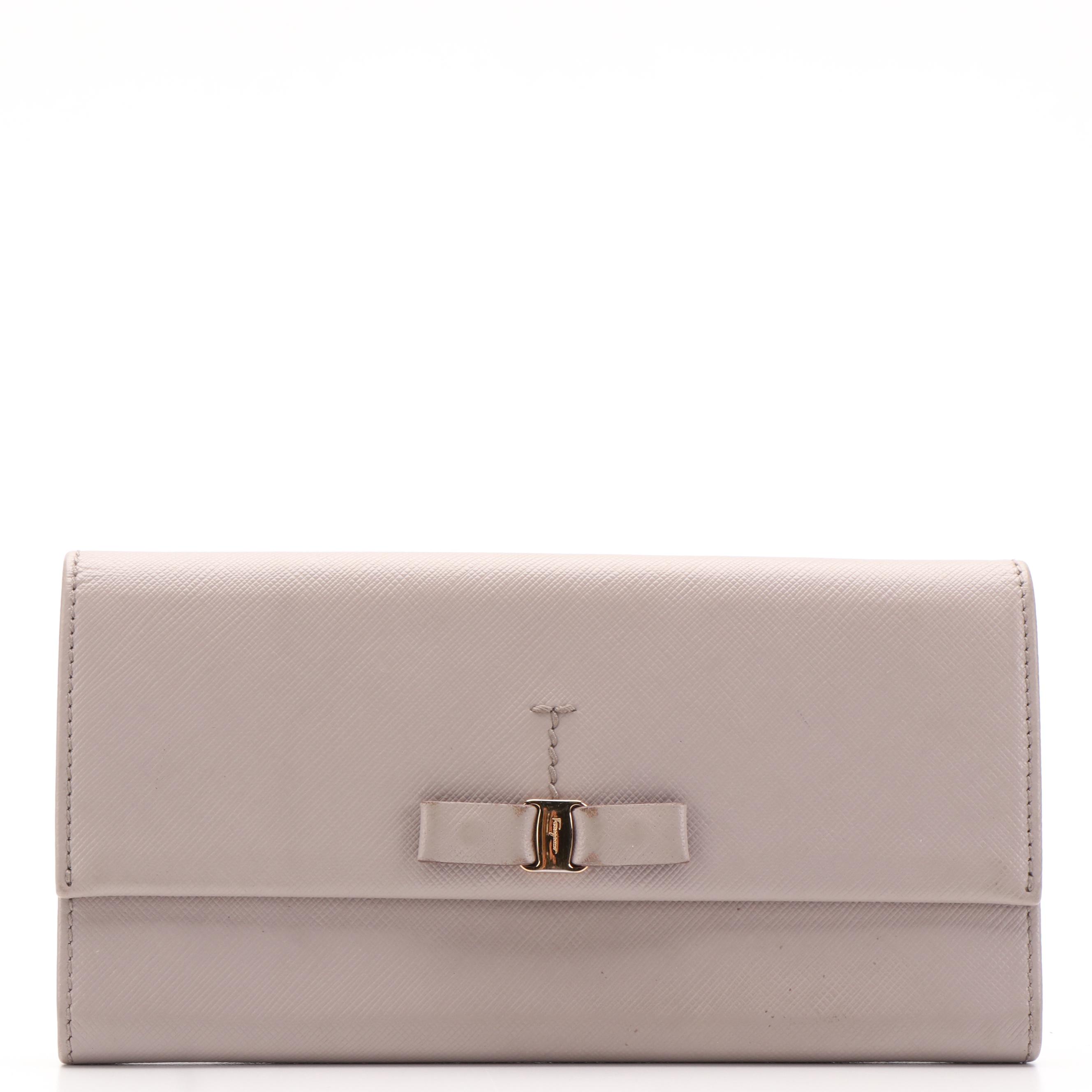 Salvatore Ferragamo Vara Bow Long Wallet in Saffiano Leather