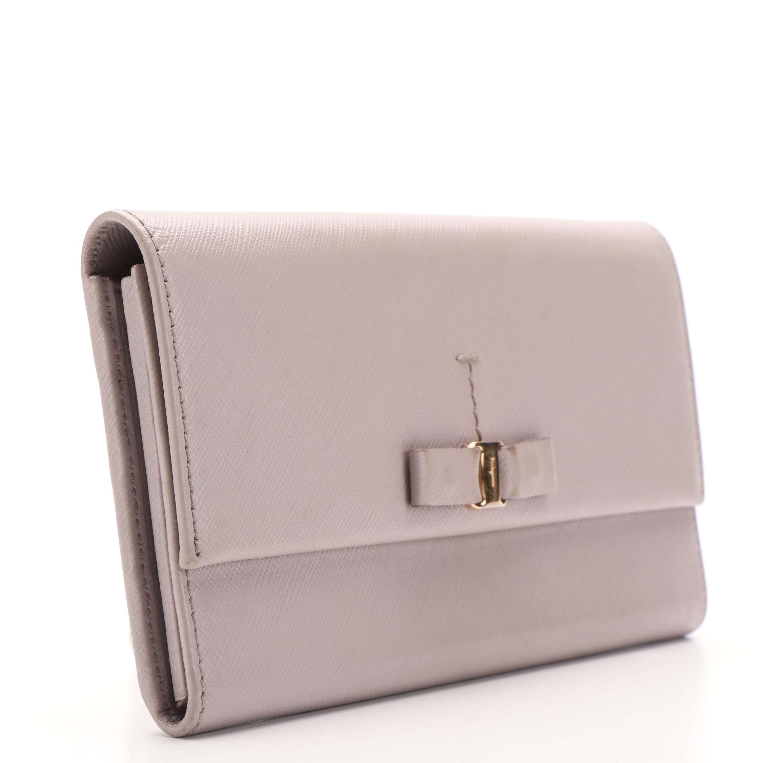 Salvatore Ferragamo Vara Bow Long Wallet in Saffiano Leather