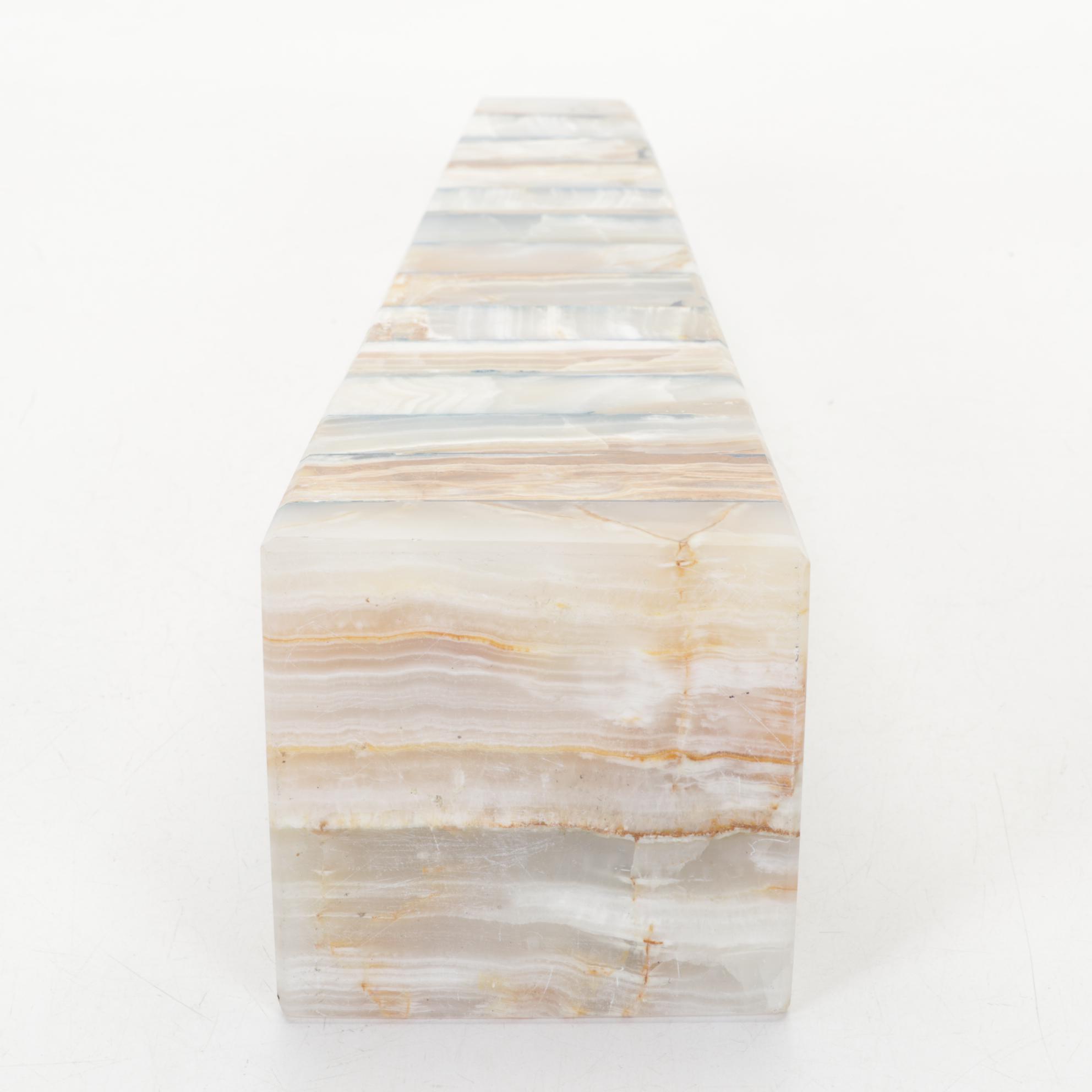 Dyed and Banded Calcite with Agate Stacked Stone Obelisk