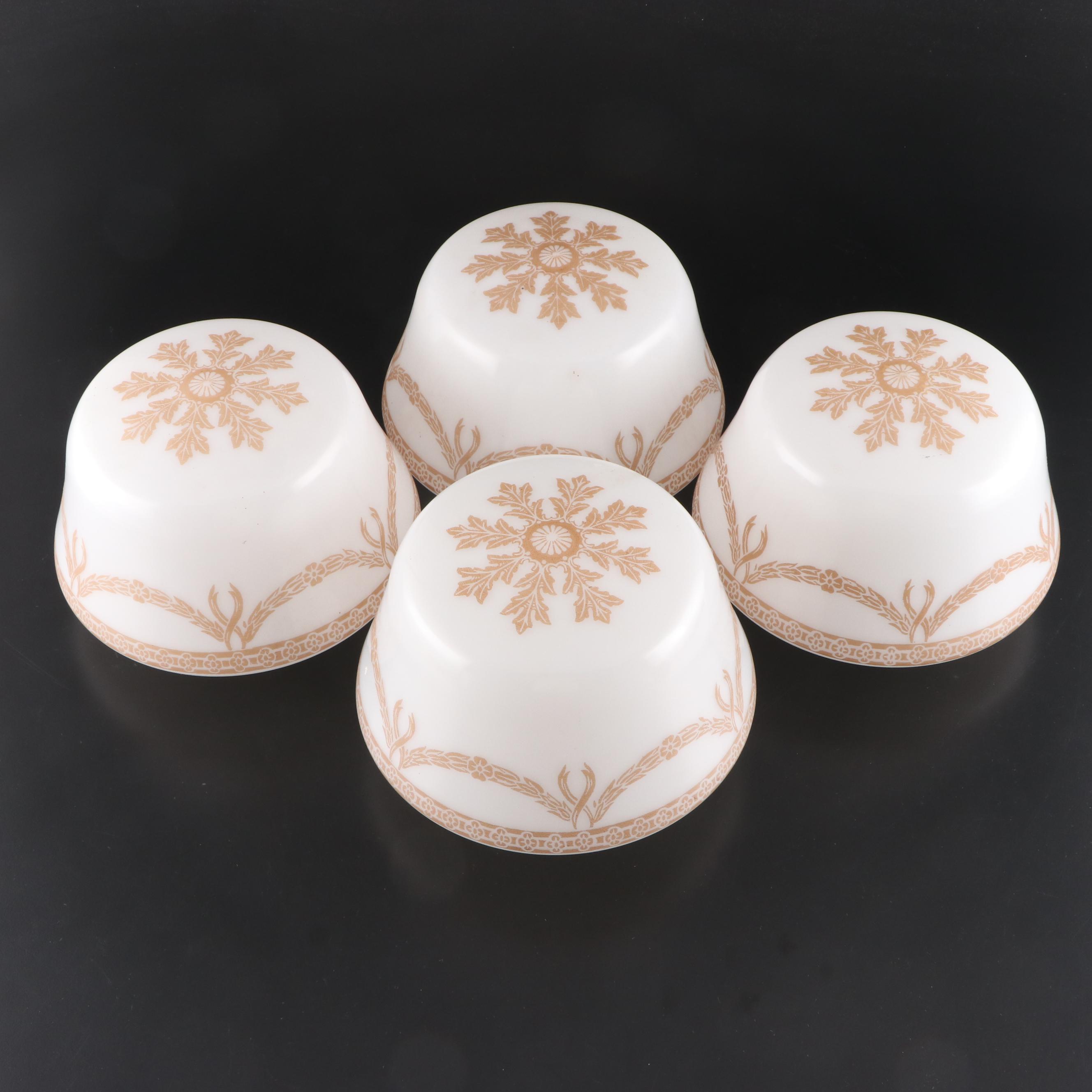 Stenciled Milk Glass Ceiling Light Covers, 20th Century