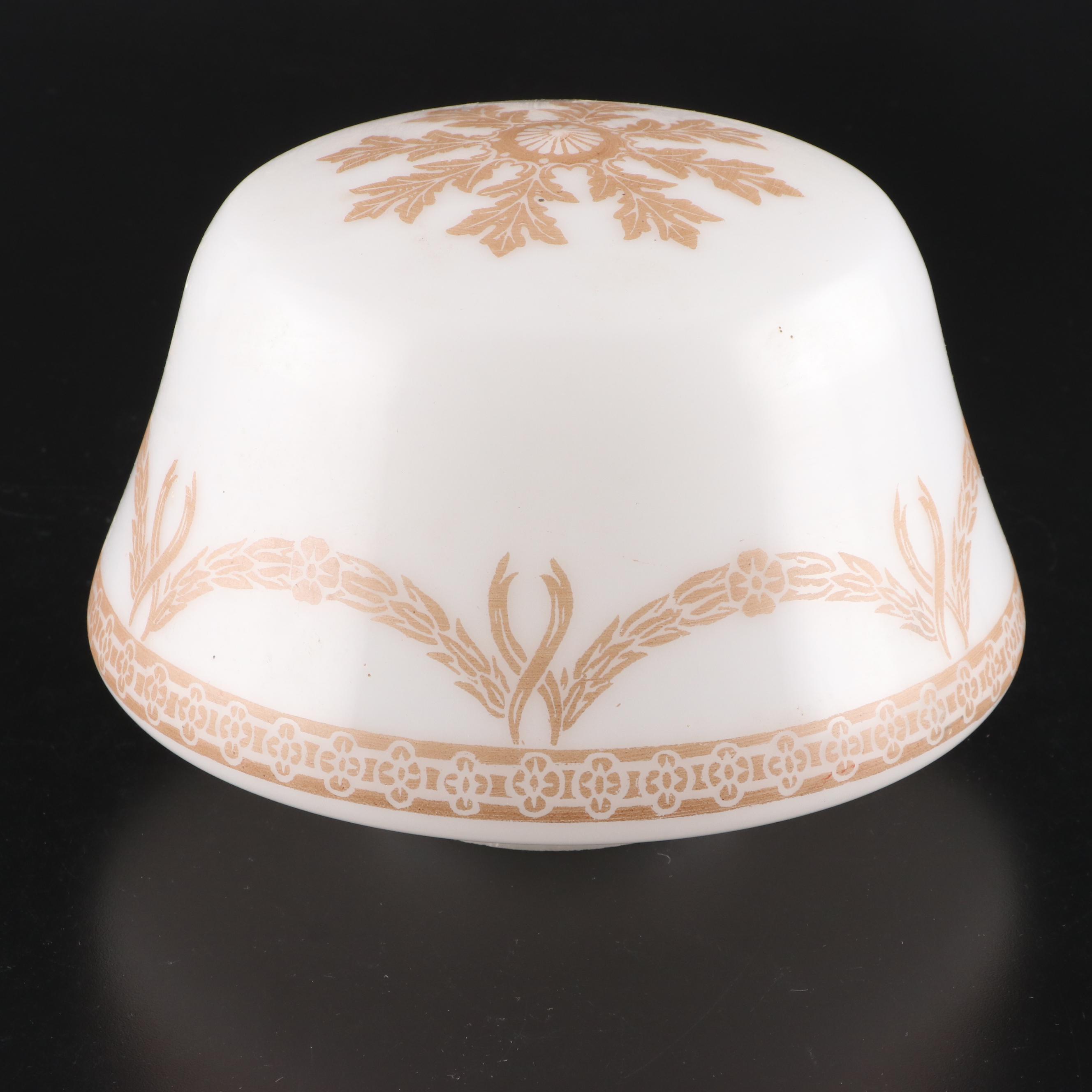 Stenciled Milk Glass Ceiling Light Covers, 20th Century