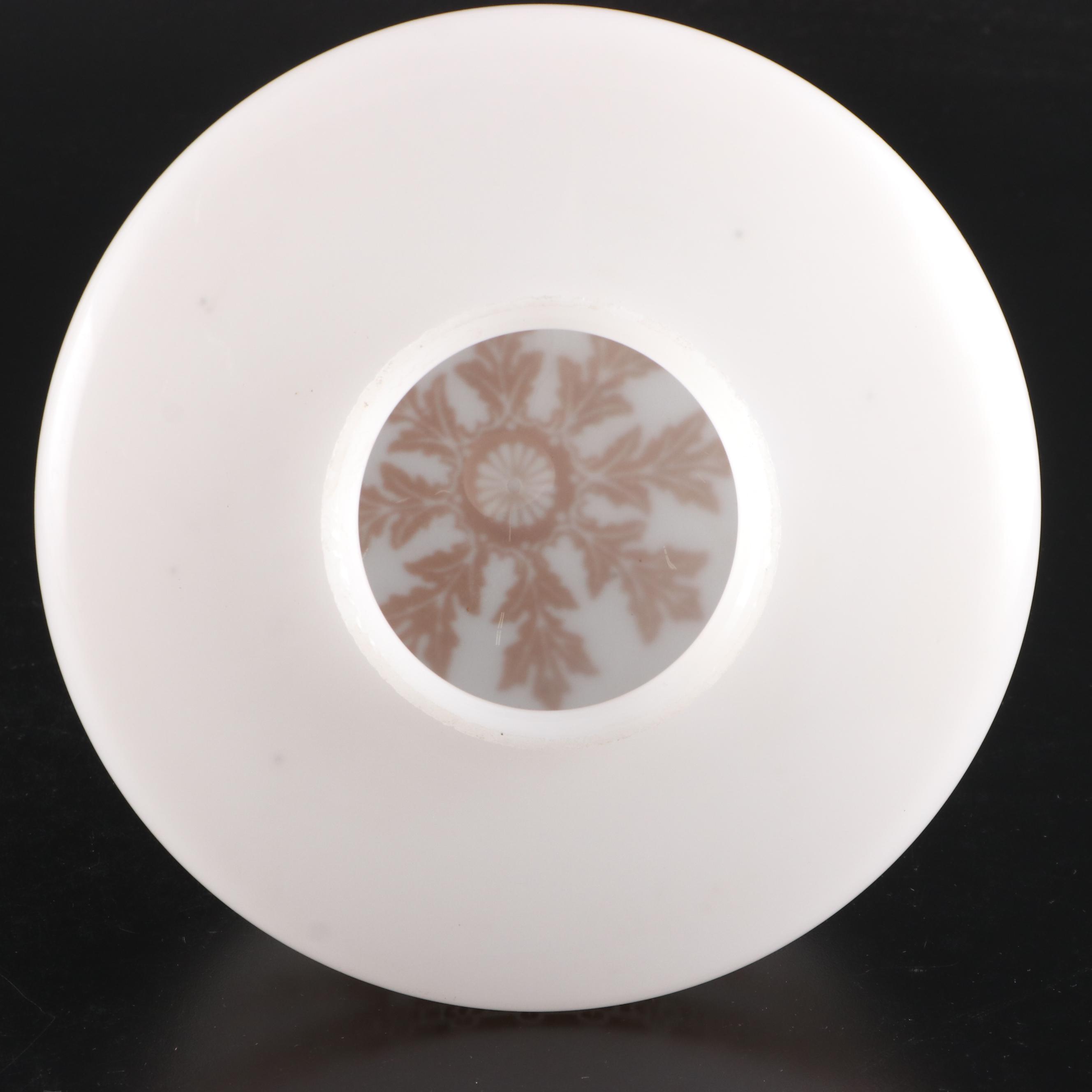 Stenciled Milk Glass Ceiling Light Covers, 20th Century