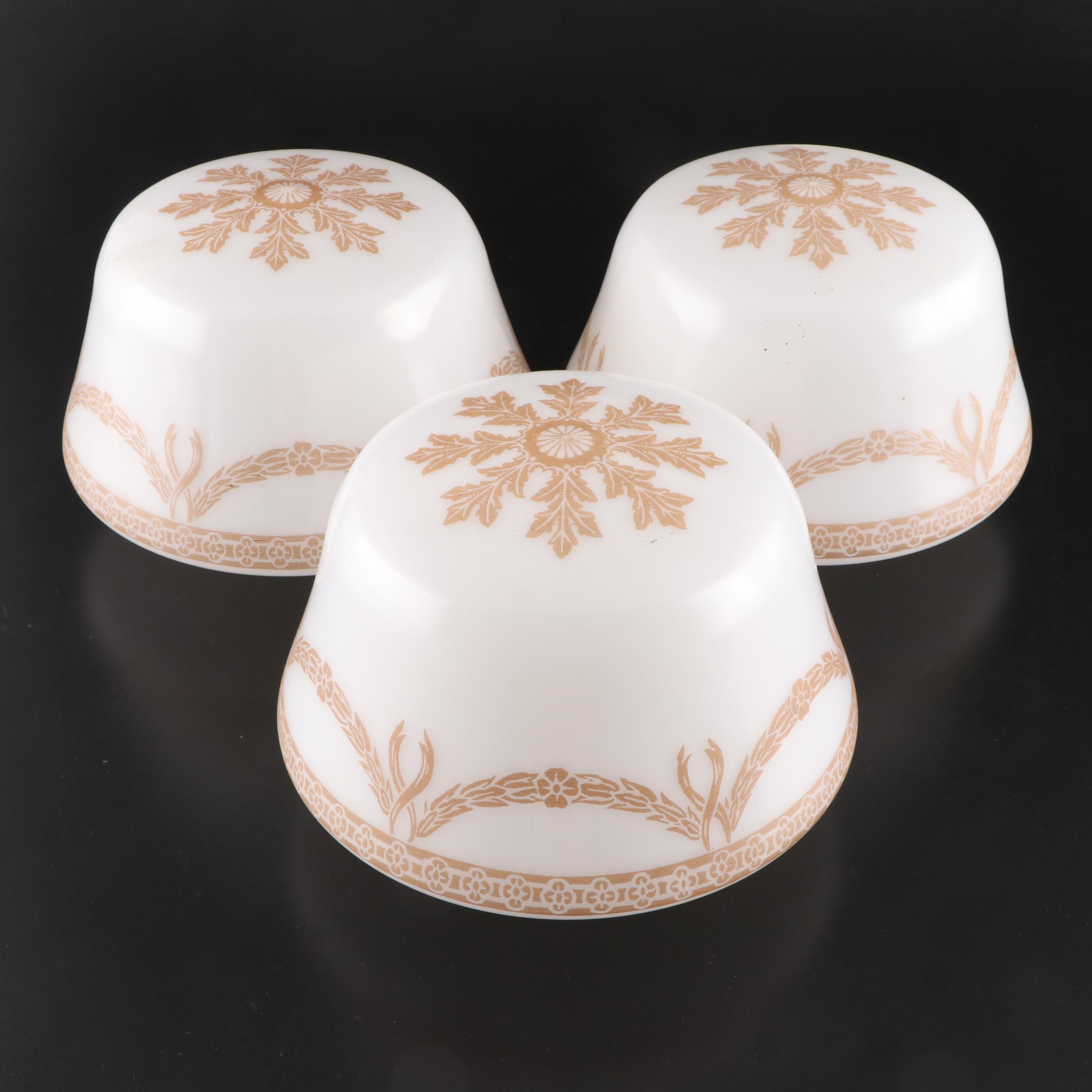 Stenciled Milk Glass Ceiling Light Covers, 20th Century