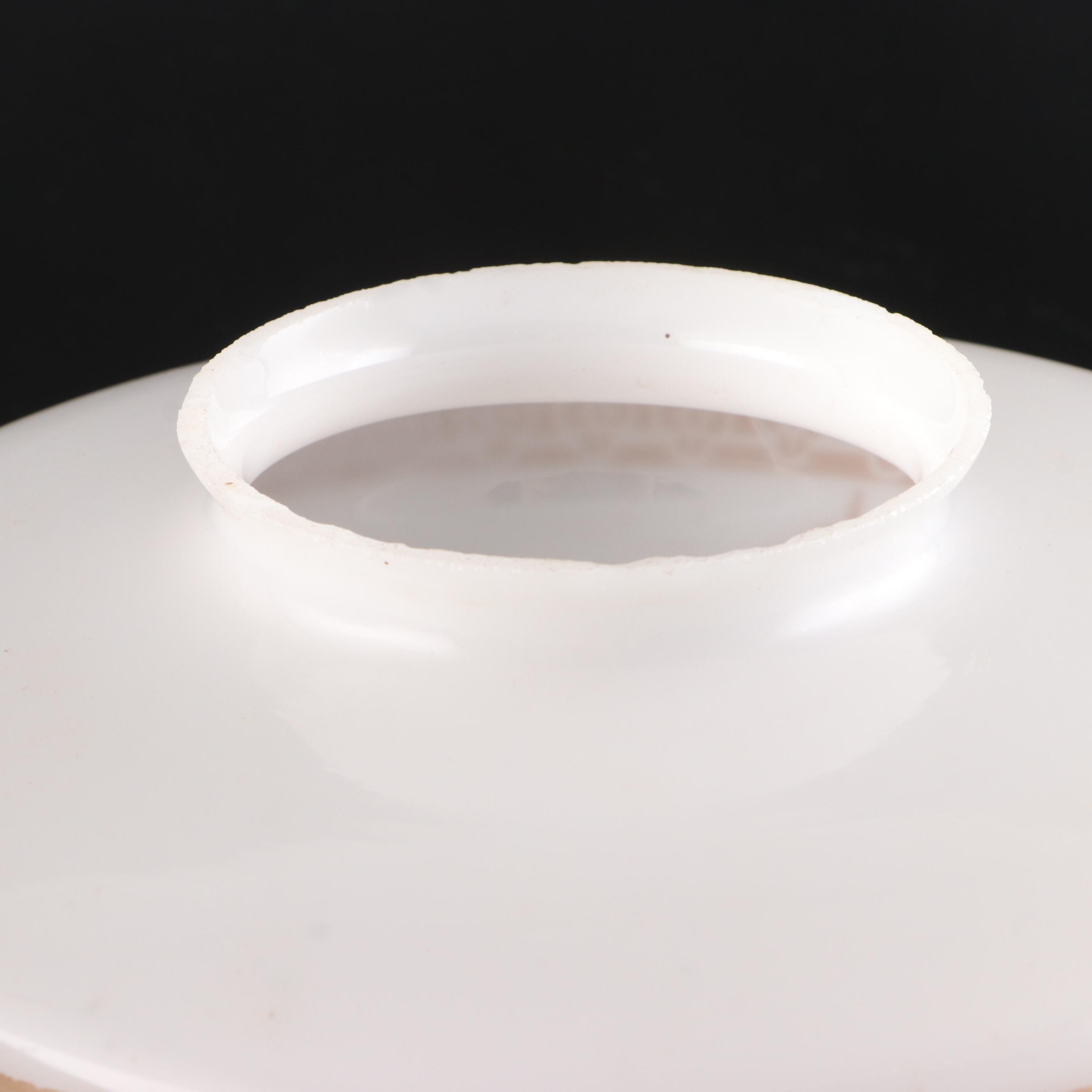 Stenciled Milk Glass Ceiling Light Covers, 20th Century