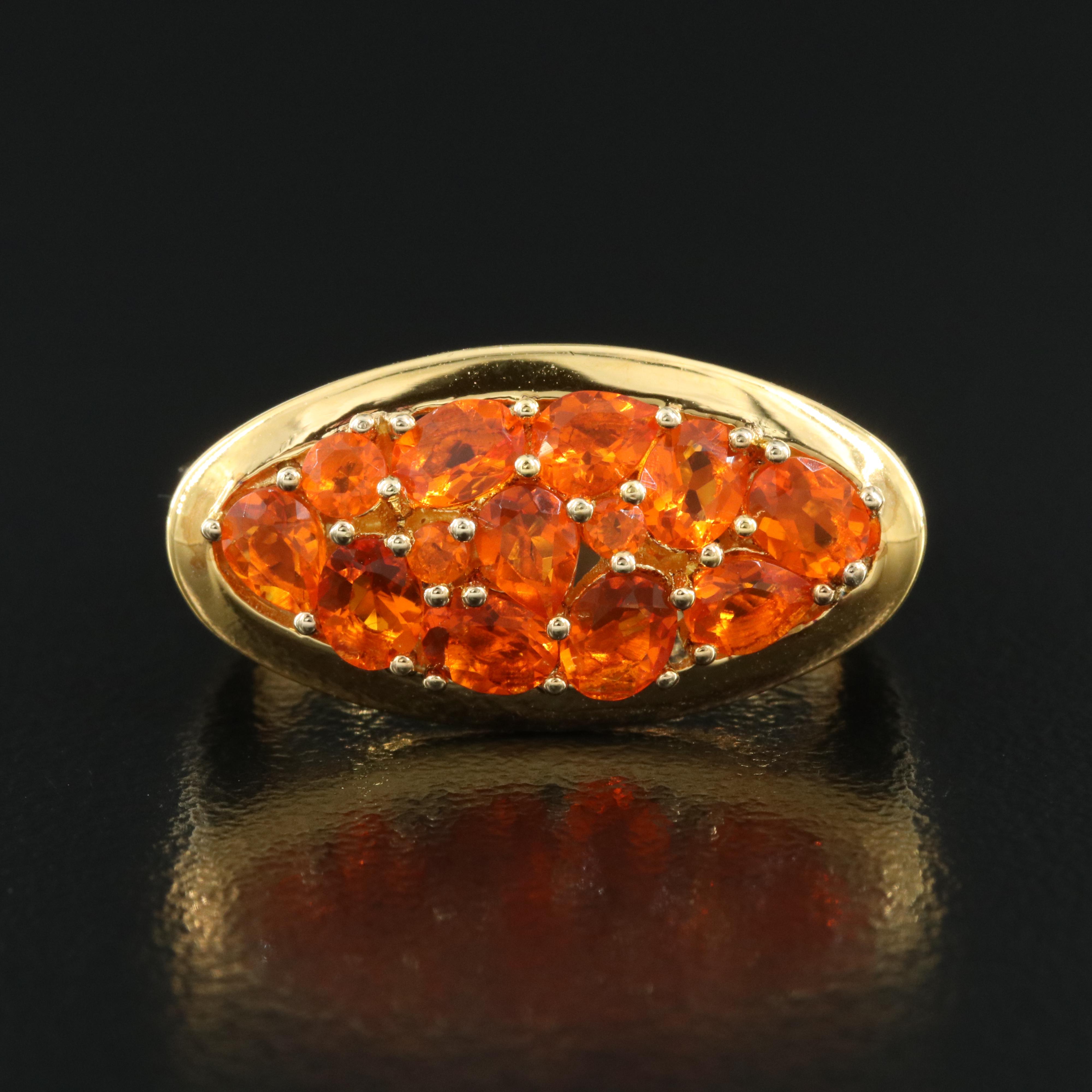 Sterling Fire Opal East-West Ring