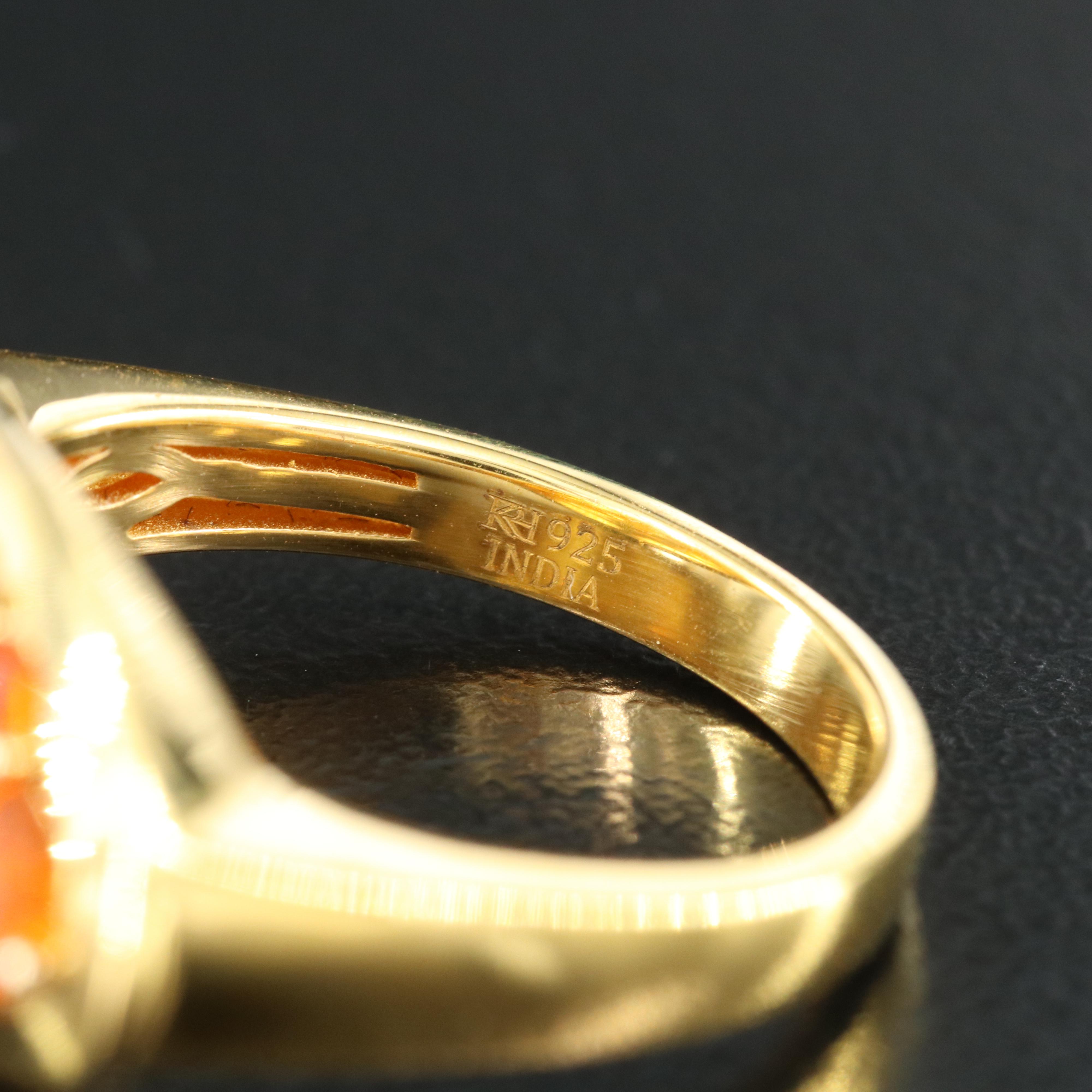 Sterling Fire Opal East-West Ring