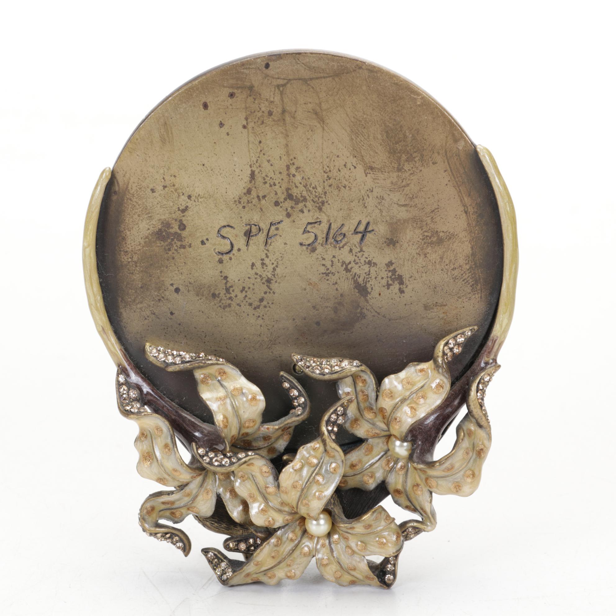 Jay Strongwater Jeweled Enameled Flower Round Tabletop Picture Frame