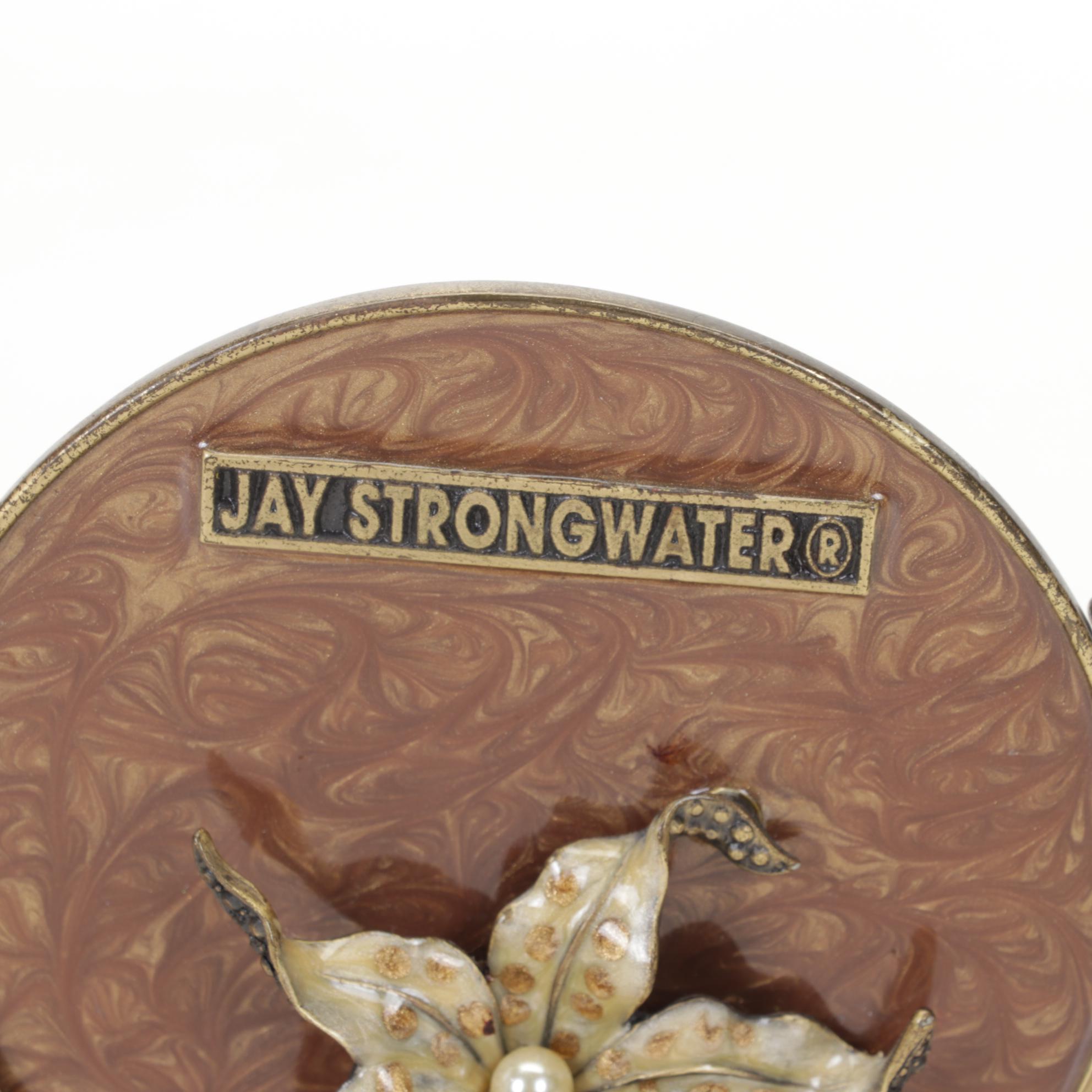 Jay Strongwater Jeweled Enameled Flower Round Tabletop Picture Frame