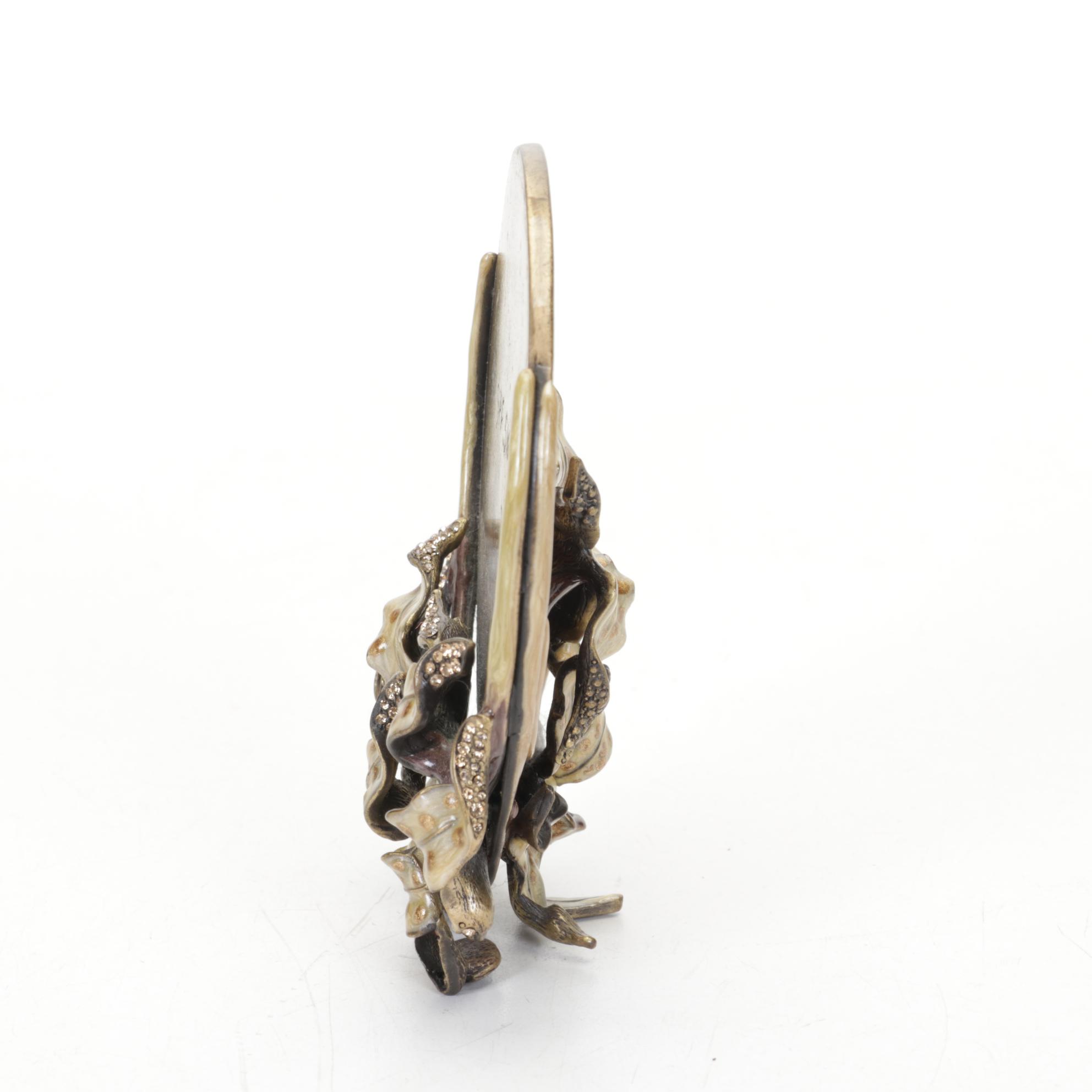 Jay Strongwater Jeweled Enameled Flower Round Tabletop Picture Frame