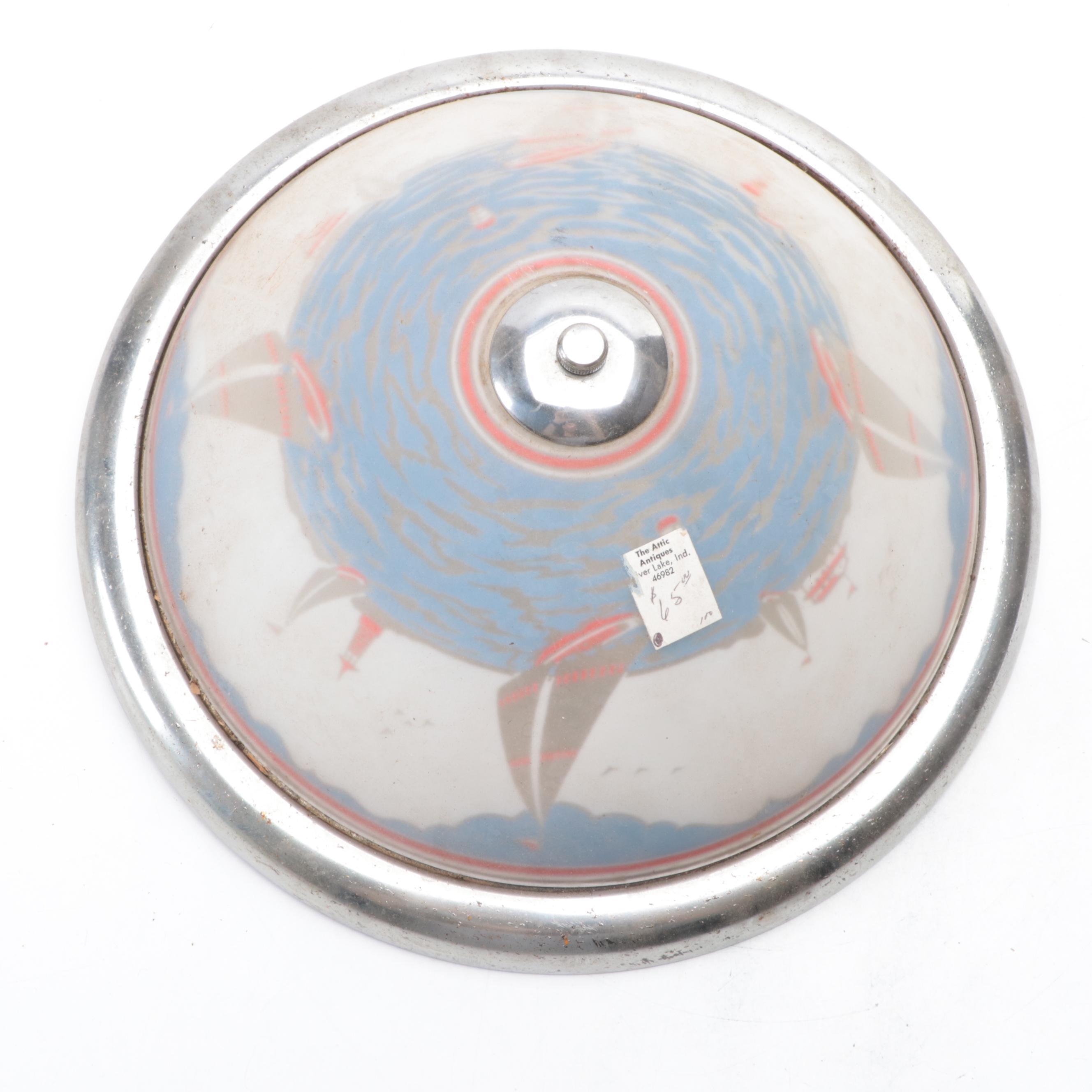 Reverse Painted Nautical Flush Mount Ceiling Light, Mid to Late 20th Century
