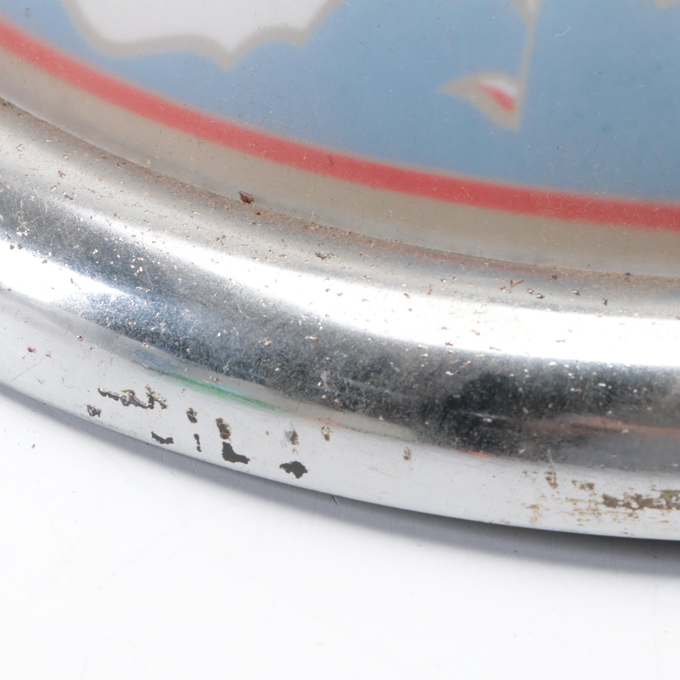 Reverse Painted Nautical Flush Mount Ceiling Light, Mid to Late 20th Century