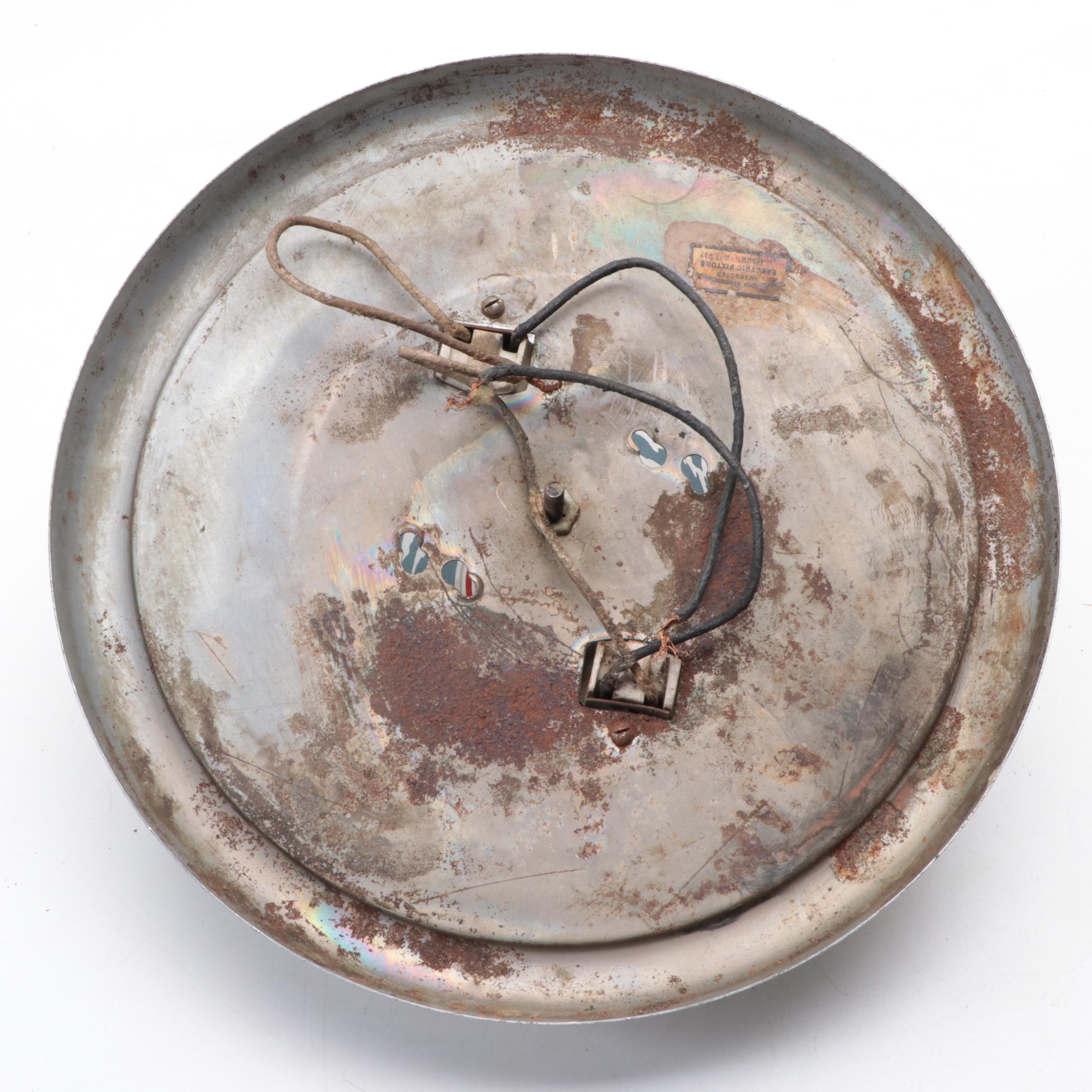 Reverse Painted Nautical Flush Mount Ceiling Light, Mid to Late 20th Century