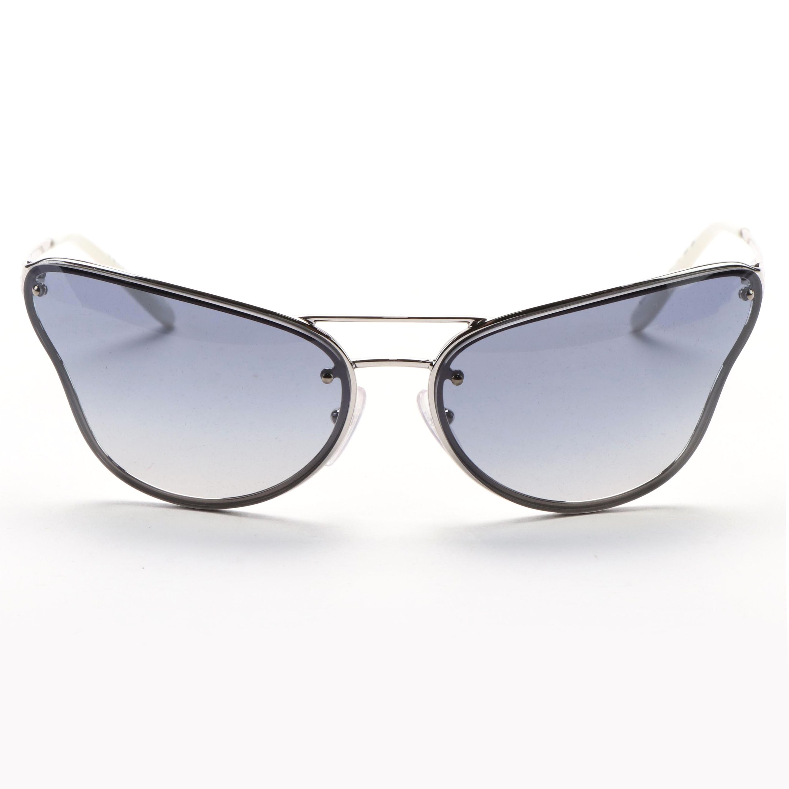 Prada SPR74V Oversized Silver Butterfly Sunglasses with Case and Box