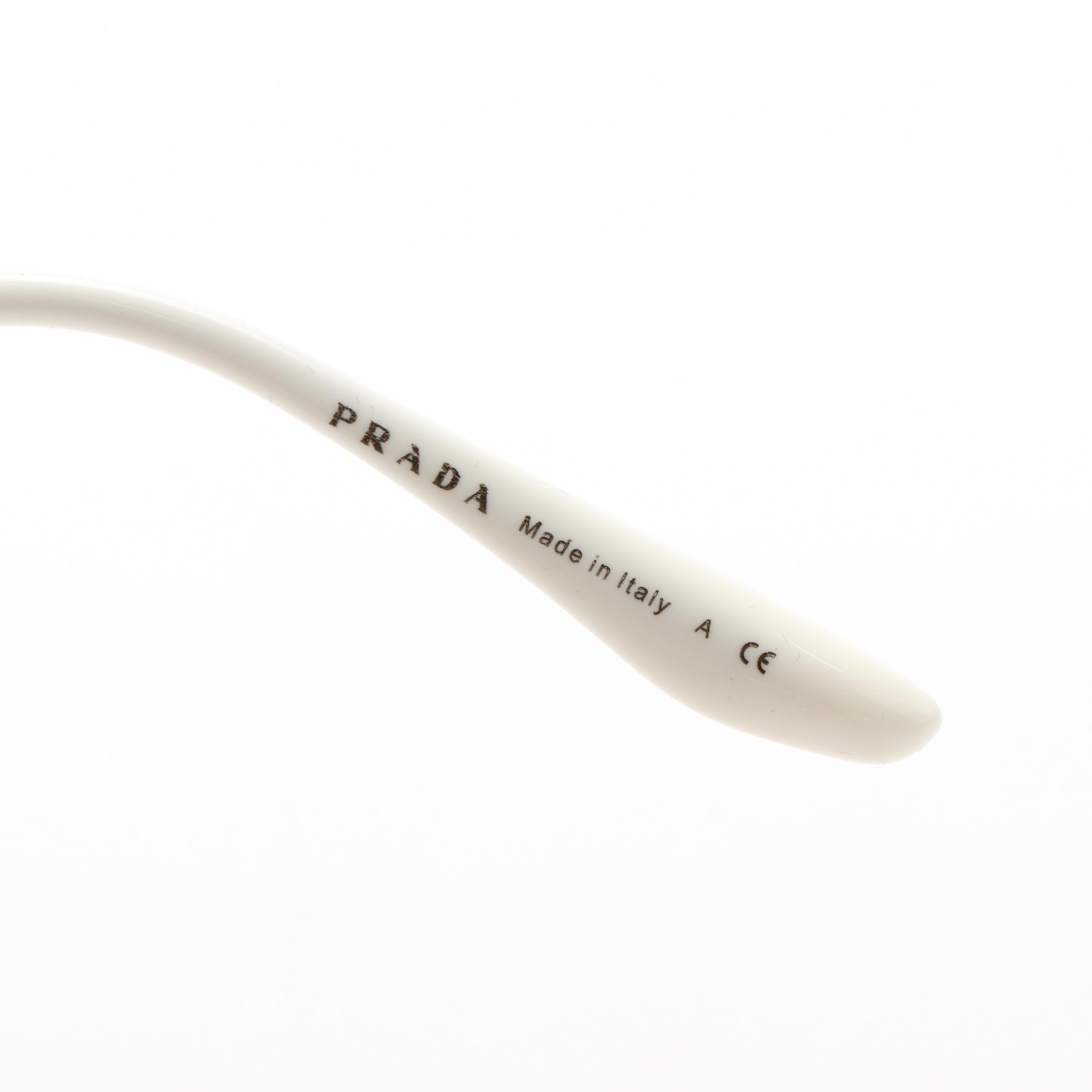 Prada SPR74V Oversized Silver Butterfly Sunglasses with Case and Box