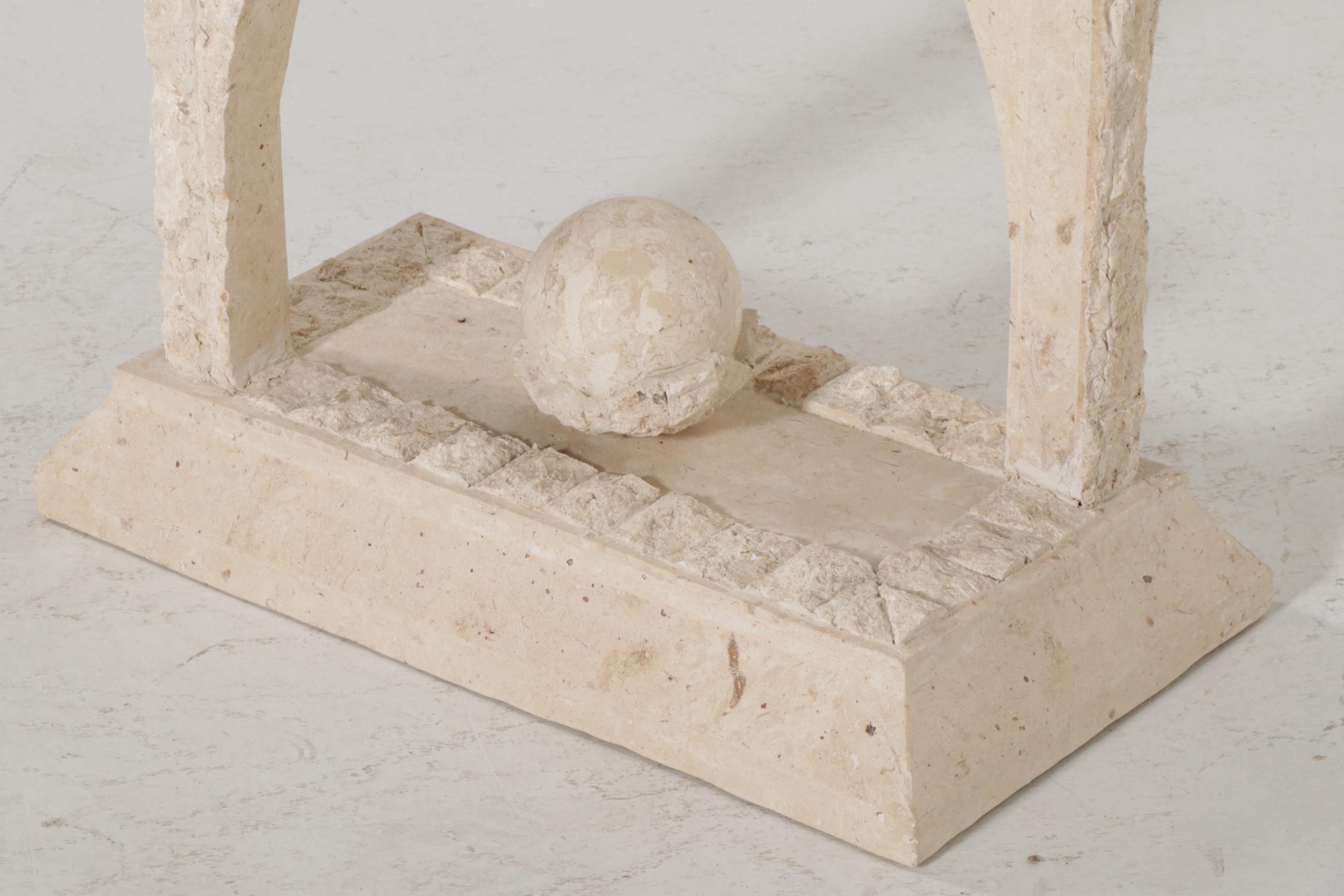 Contemporary Tessellated Stone Glass-Top Hall Table