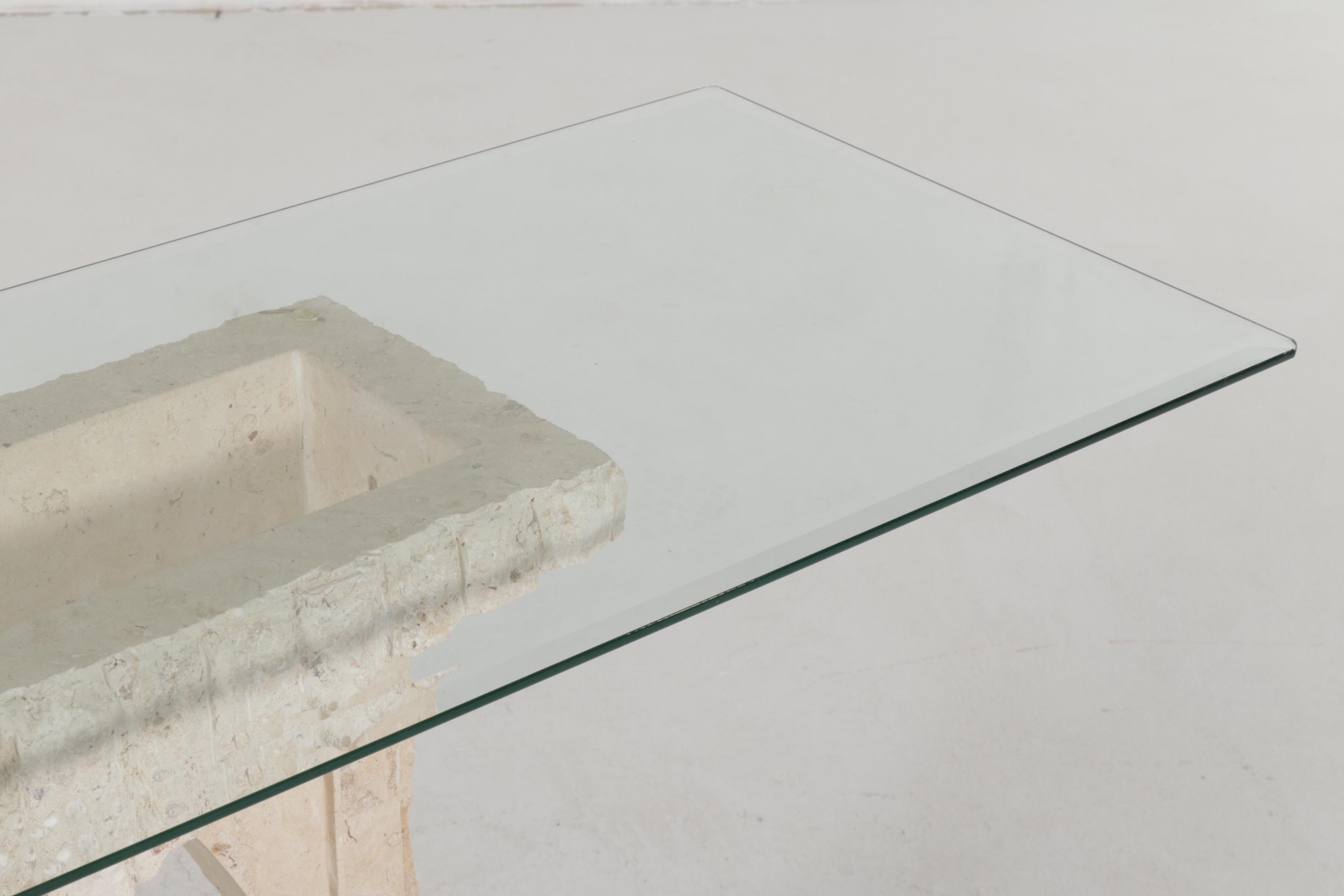 Contemporary Tessellated Stone Glass-Top Hall Table
