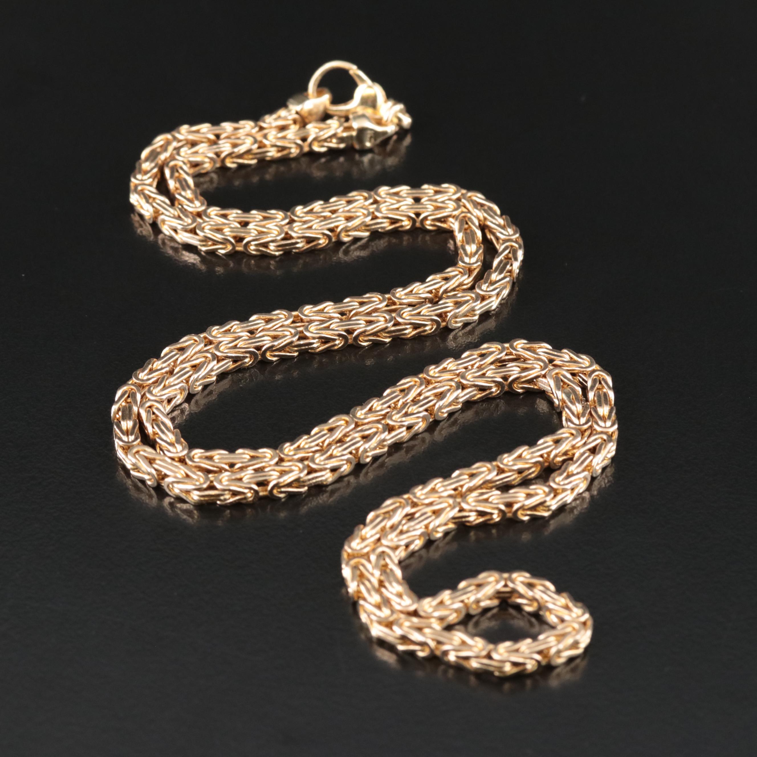 14K Square Byzantine Chain Necklace