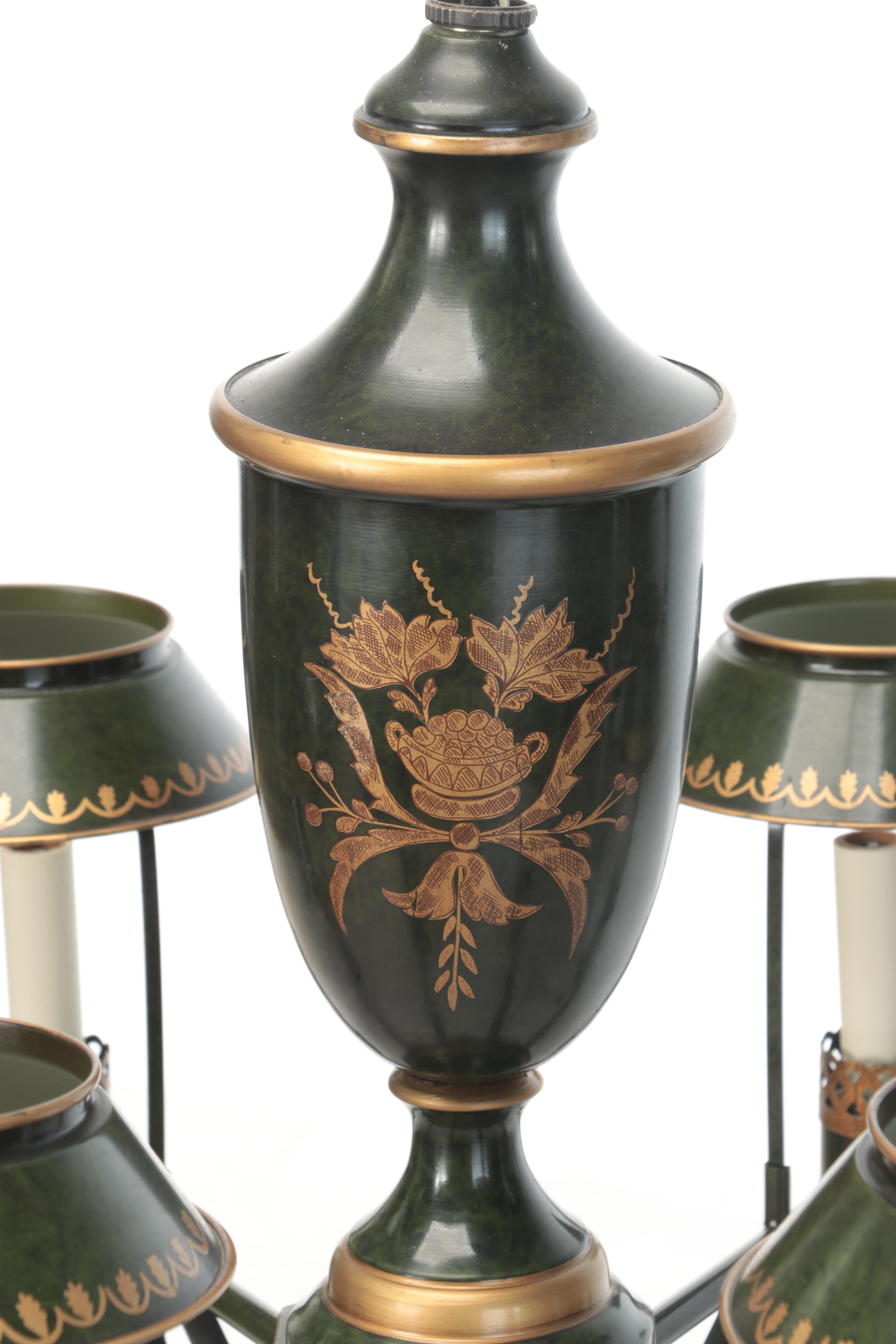 Federal Style Gilt and Toleware Six-Arm Chandelier