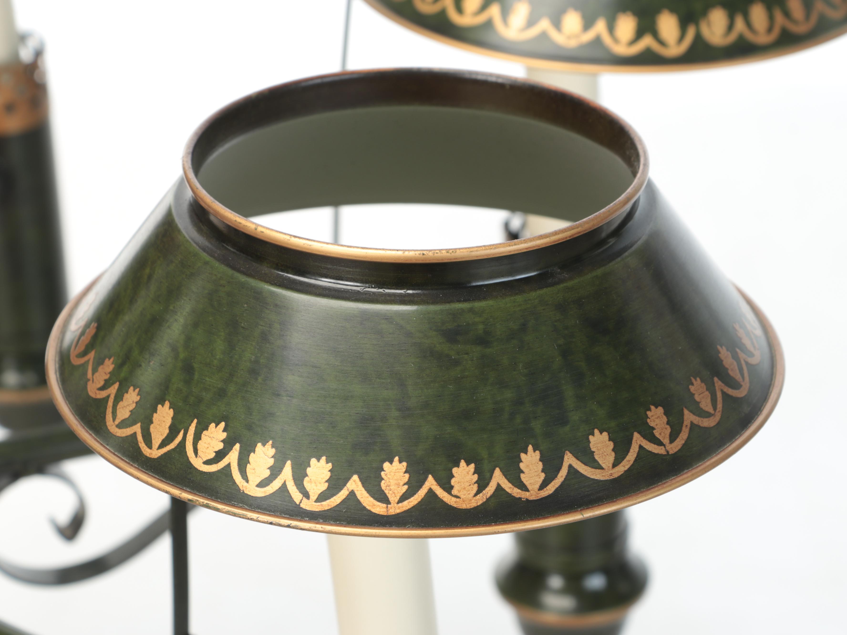 Federal Style Gilt and Toleware Six-Arm Chandelier