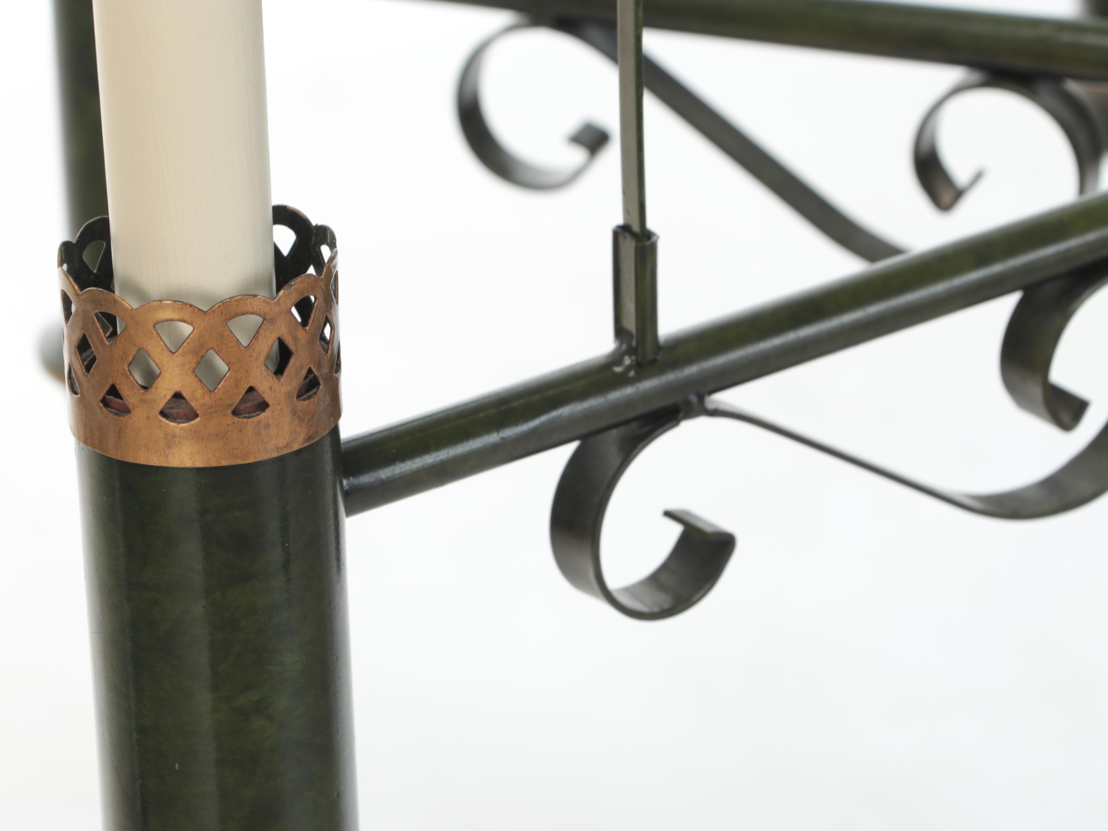 Federal Style Gilt and Toleware Six-Arm Chandelier