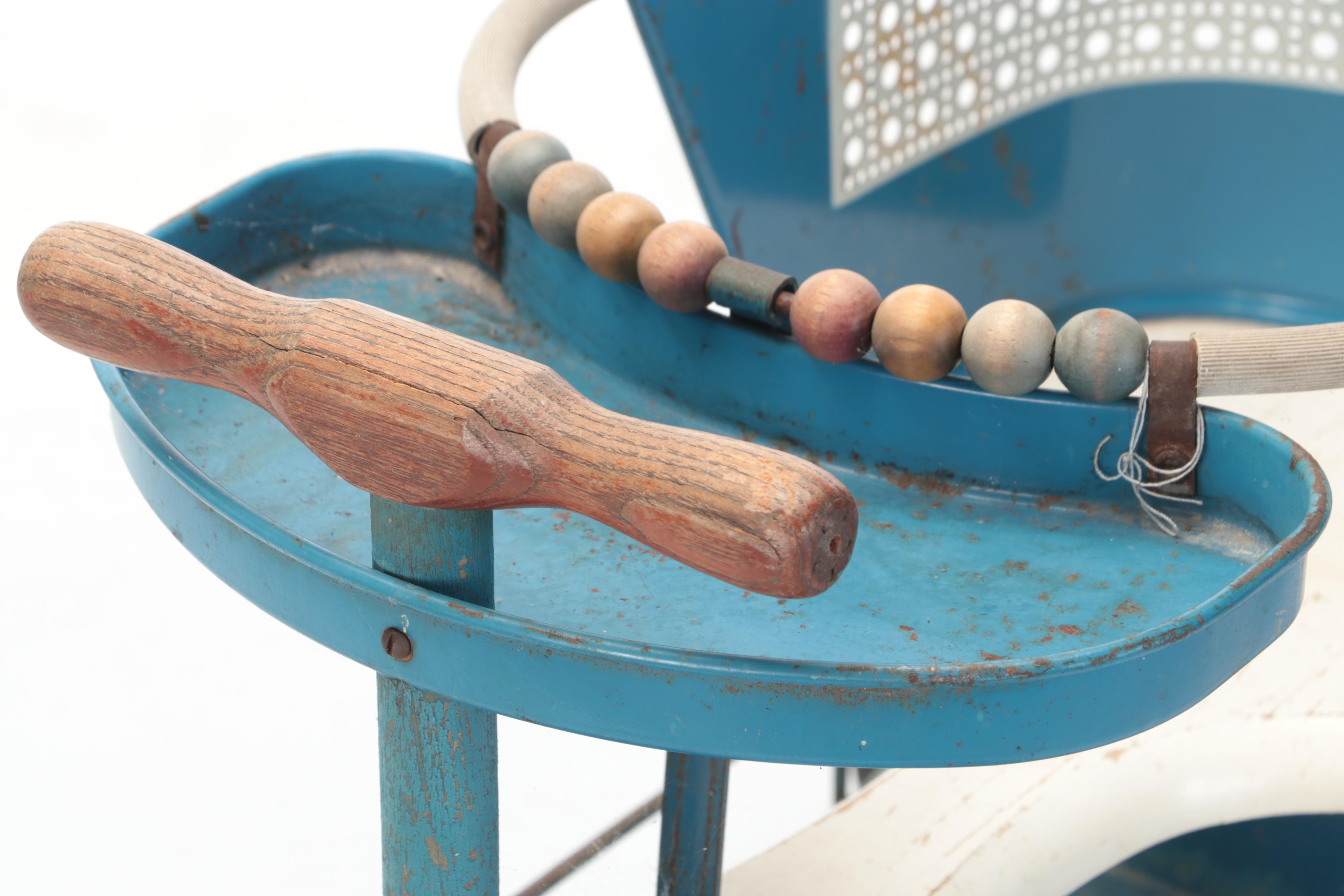 Taylor Tot Pressed Metal and Enamel Ride-On Toddler's Walker Stroller