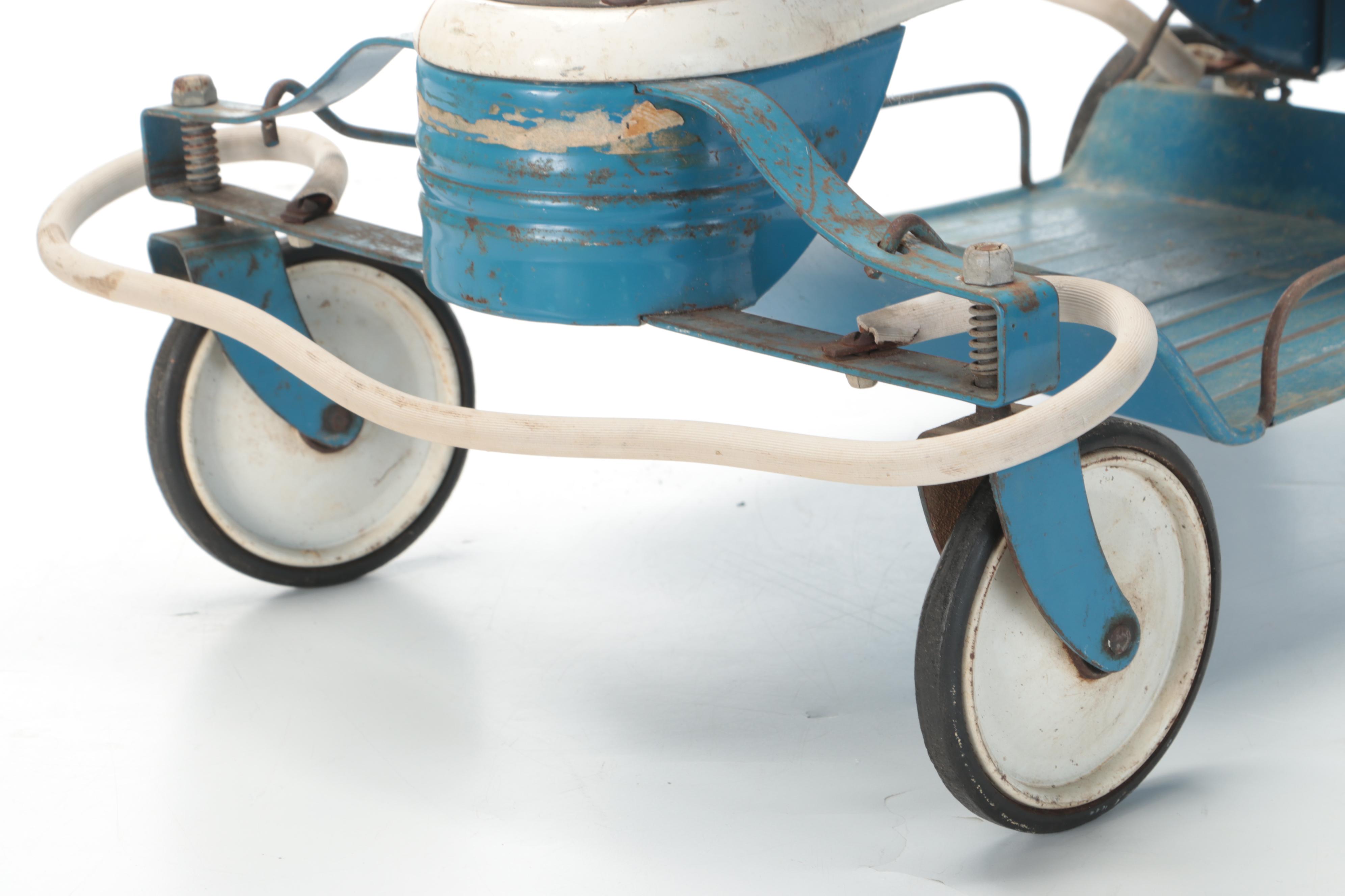 Taylor Tot Pressed Metal and Enamel Ride-On Toddler's Walker Stroller