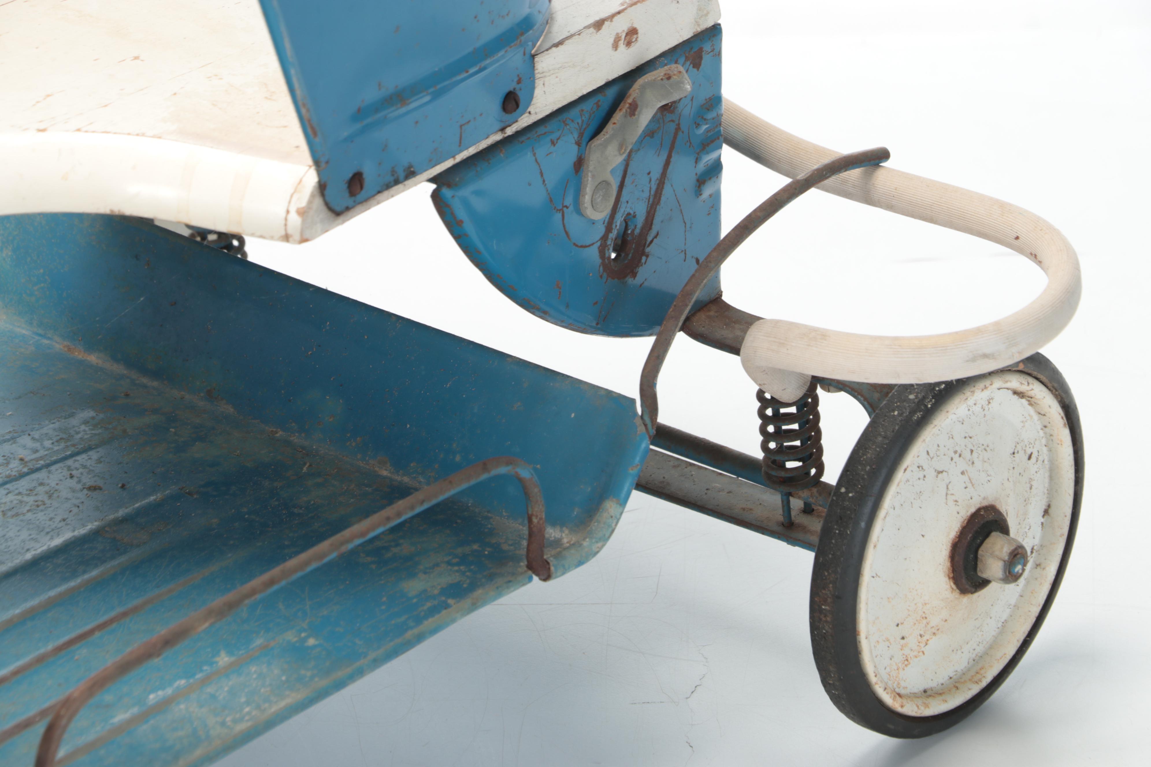 Taylor Tot Pressed Metal and Enamel Ride-On Toddler's Walker Stroller