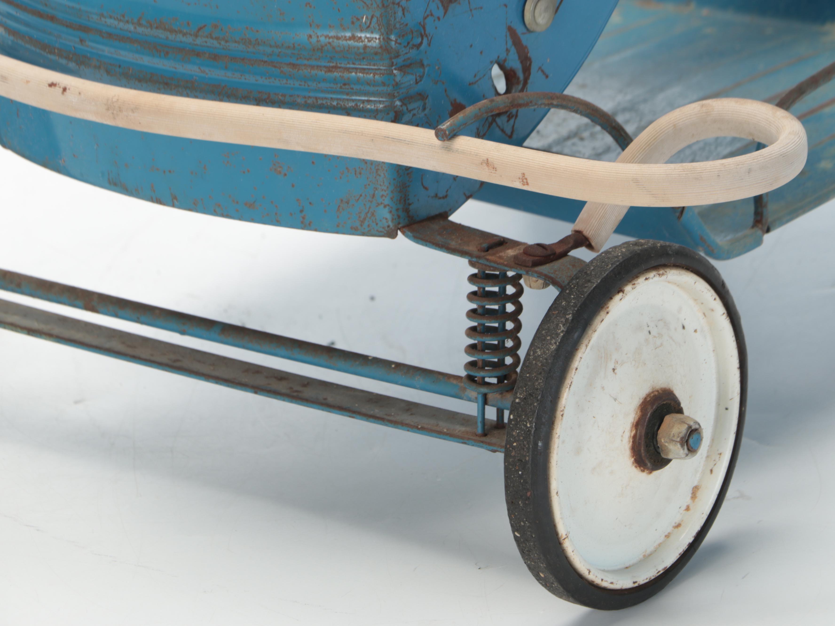 Taylor Tot Pressed Metal and Enamel Ride-On Toddler's Walker Stroller